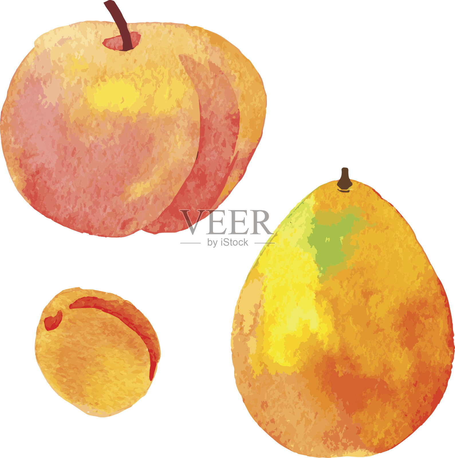 水彩绘画的水果插画图片素材