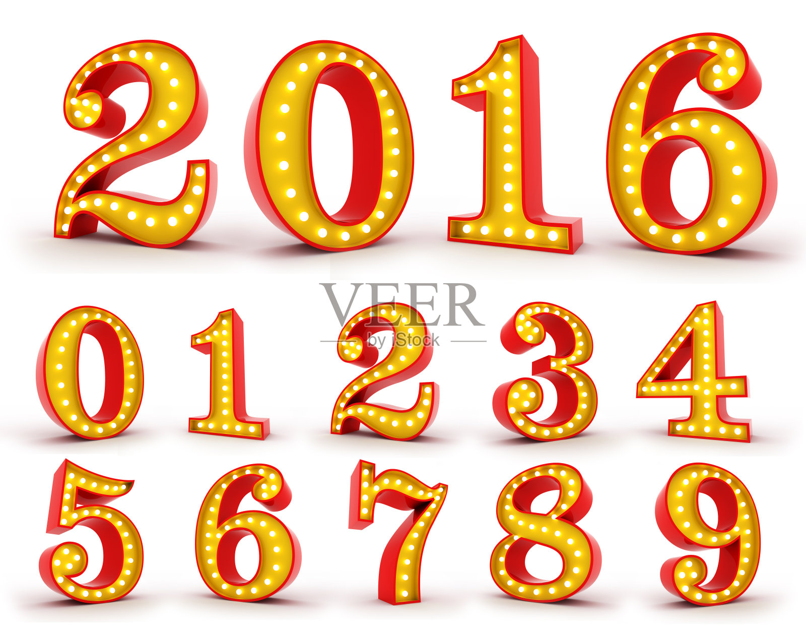 百老汇风格的灯泡编号3d渲染照片摄影图片