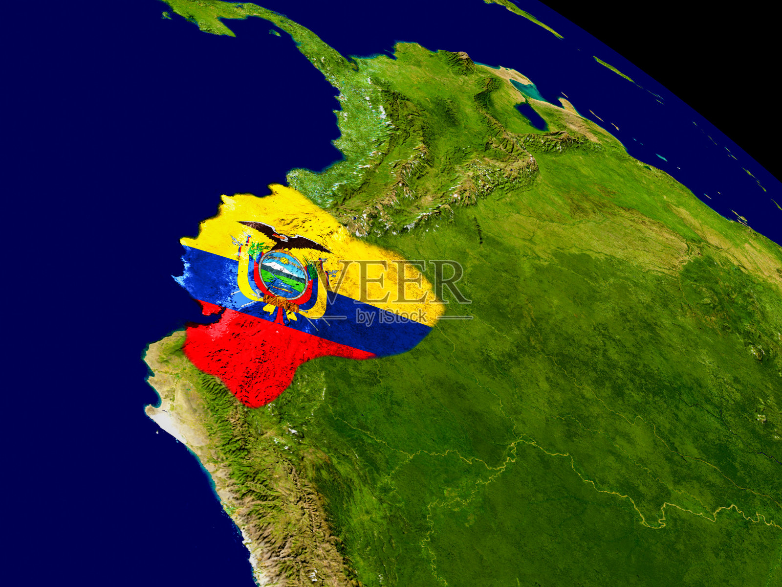 在地球上插上国旗的厄瓜多尔照片摄影图片