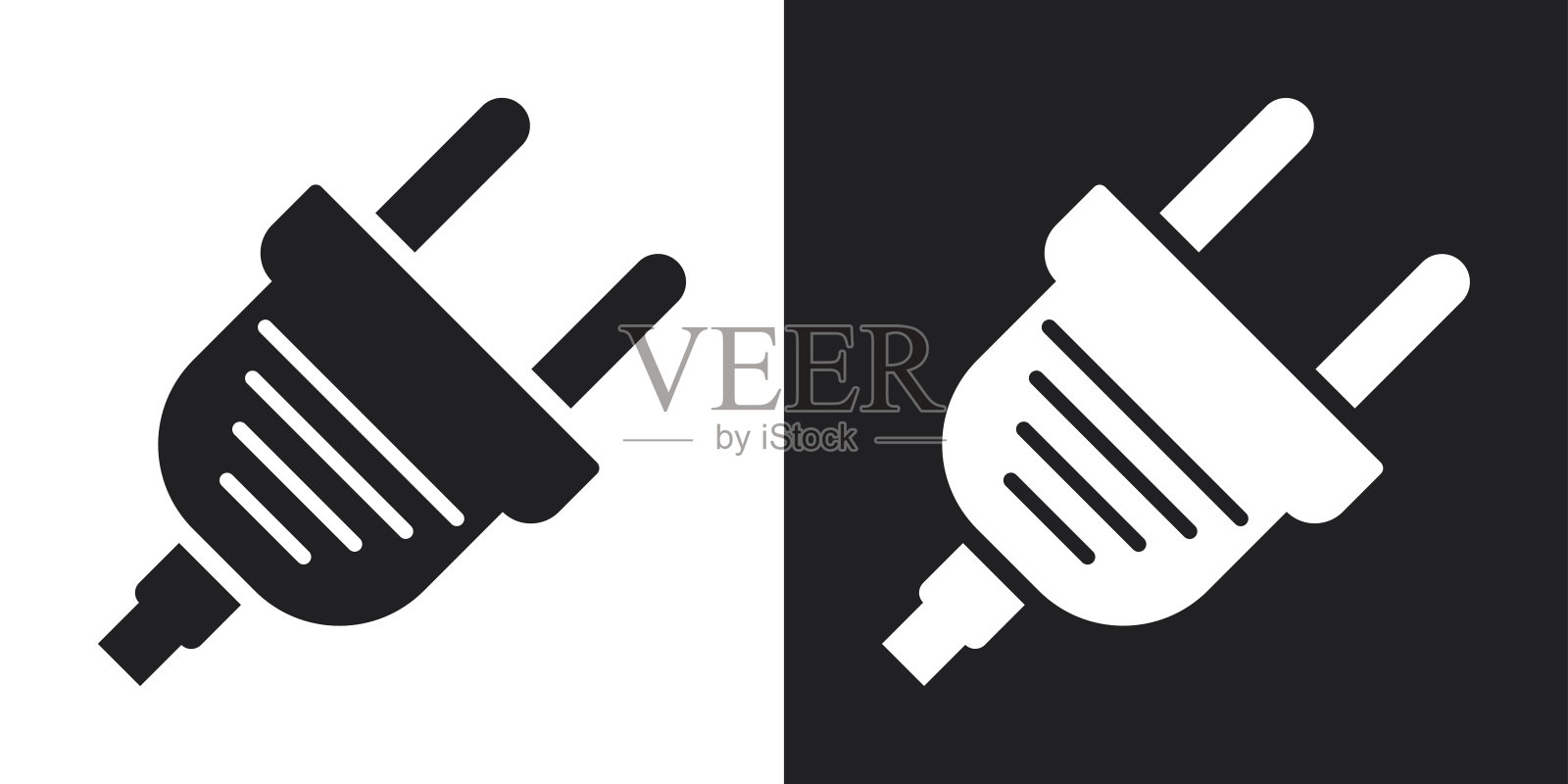 矢量电插头图标。深浅不一的版本图标素材