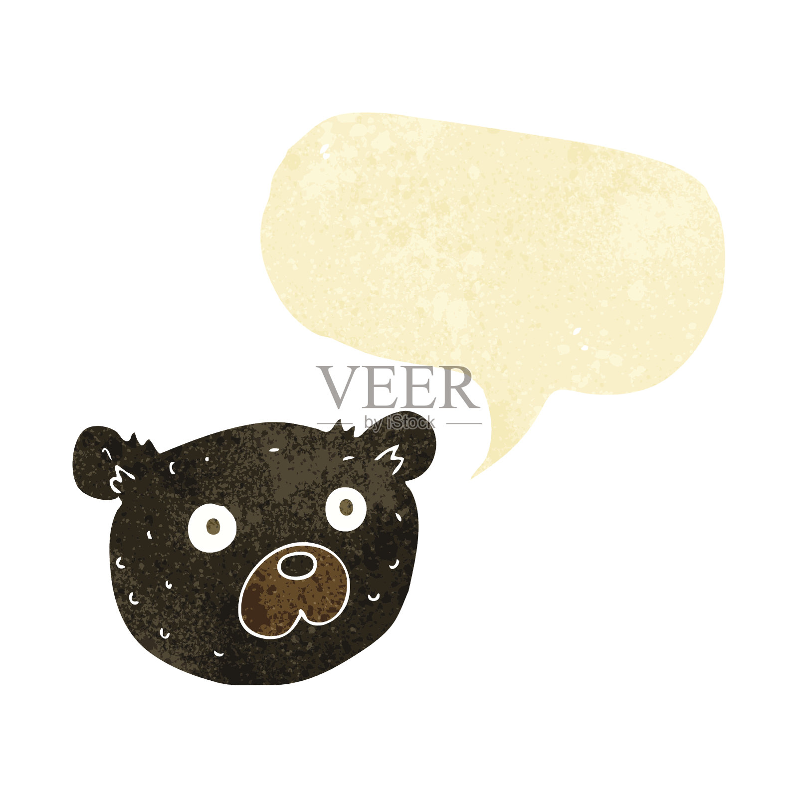 卡通黑熊与语音泡泡插画图片素材
