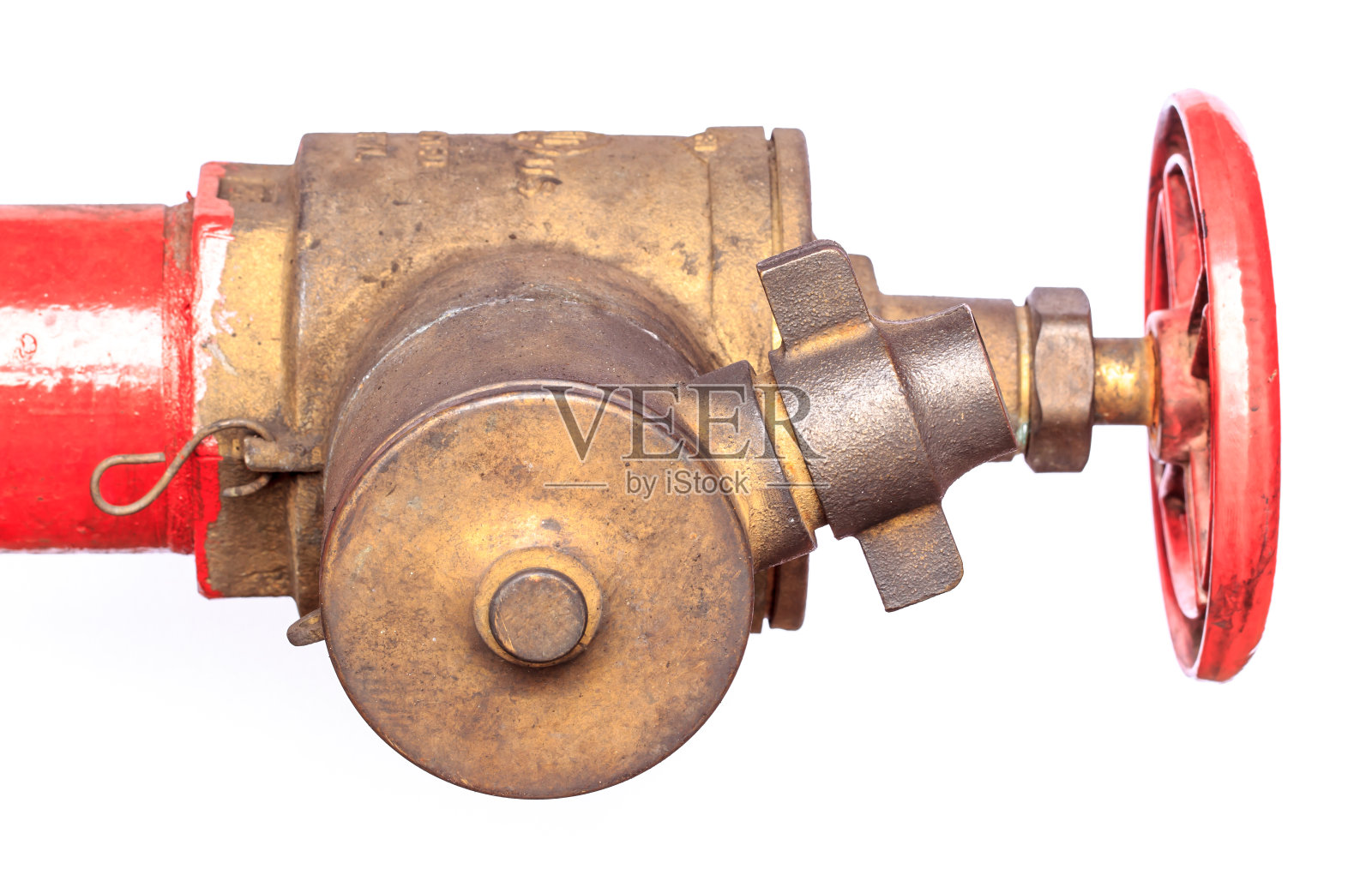 白色背景上的消防水管照片摄影图片