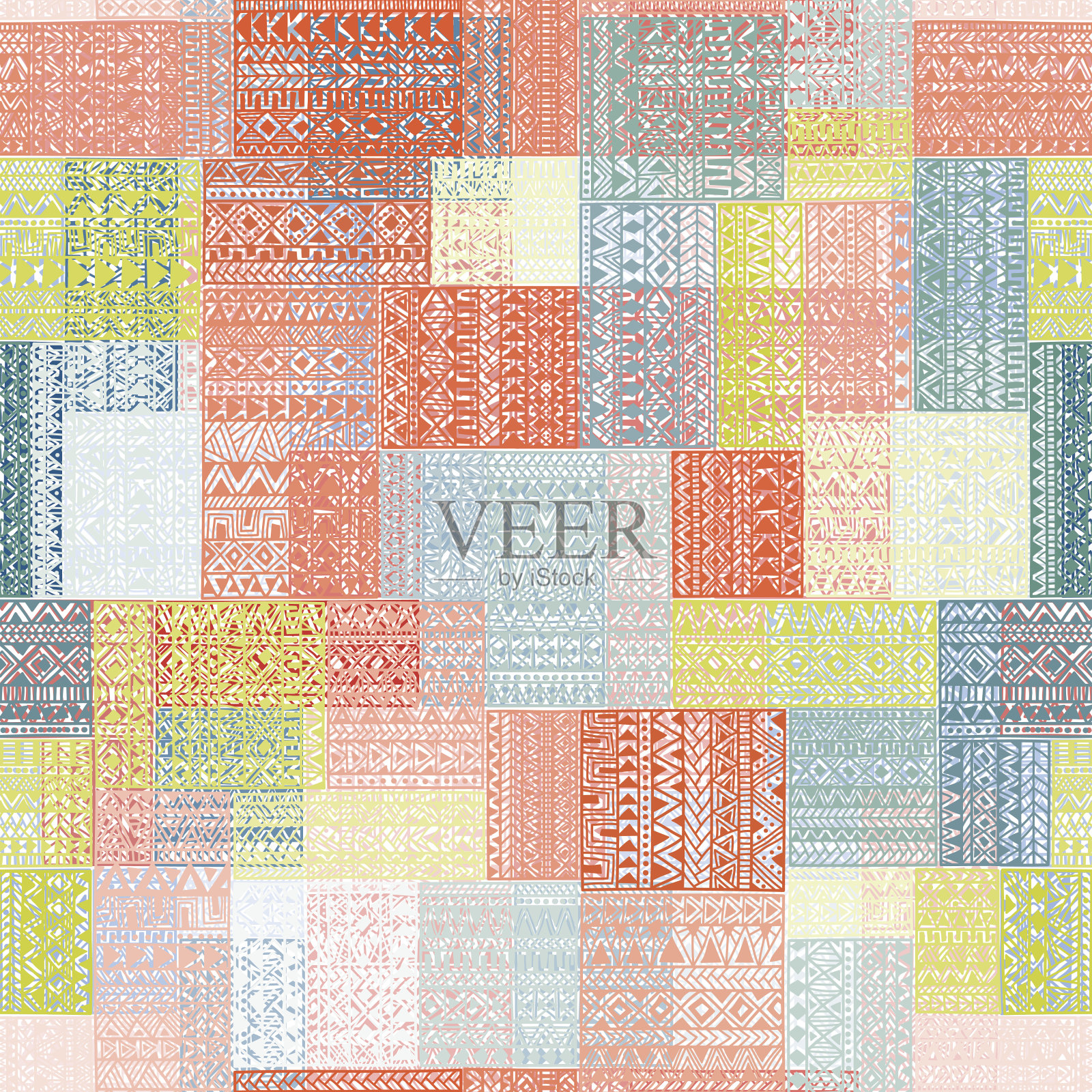 无缝图案拼接风格。插画图片素材