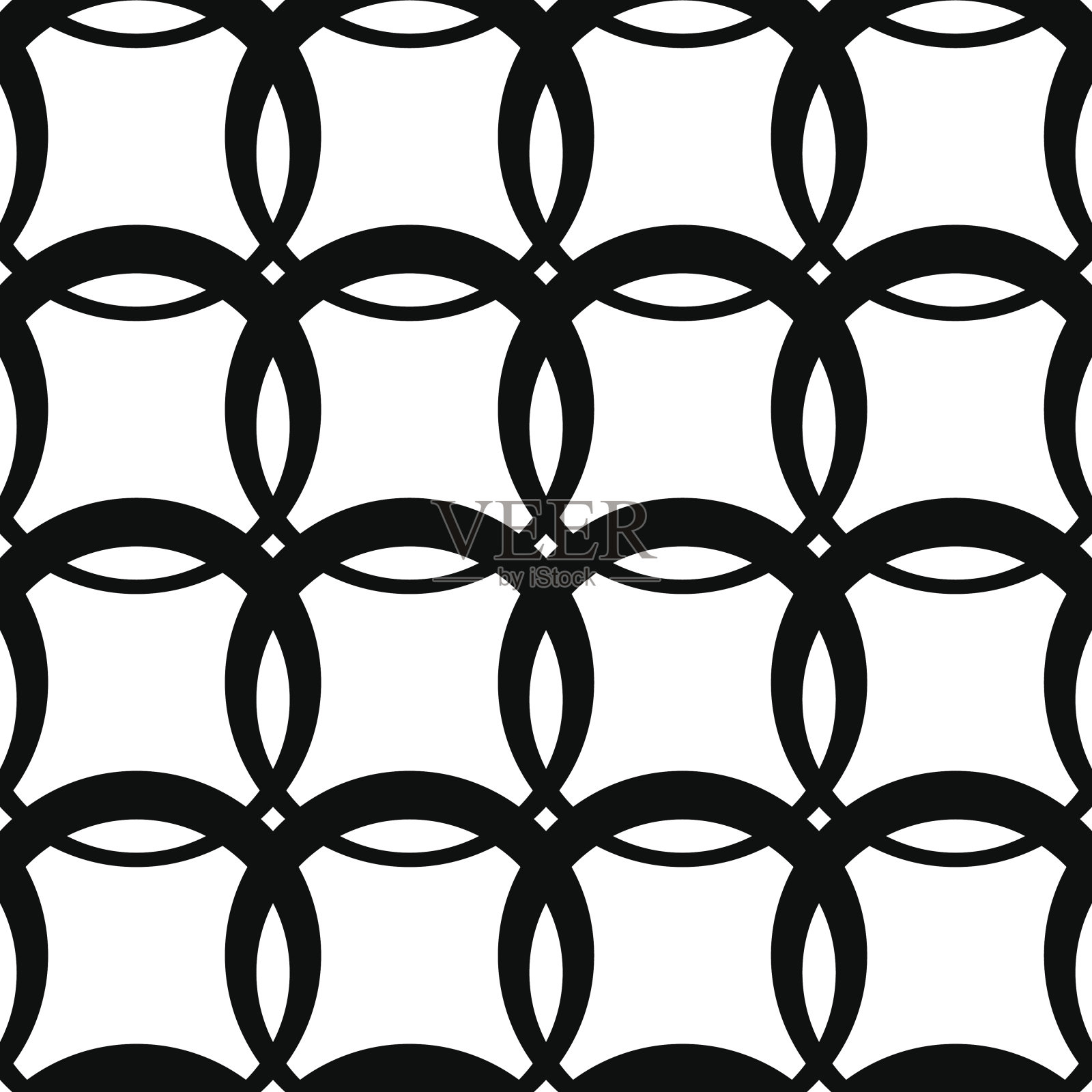 几何无缝图案与圆圈在黑色和白色插画图片素材