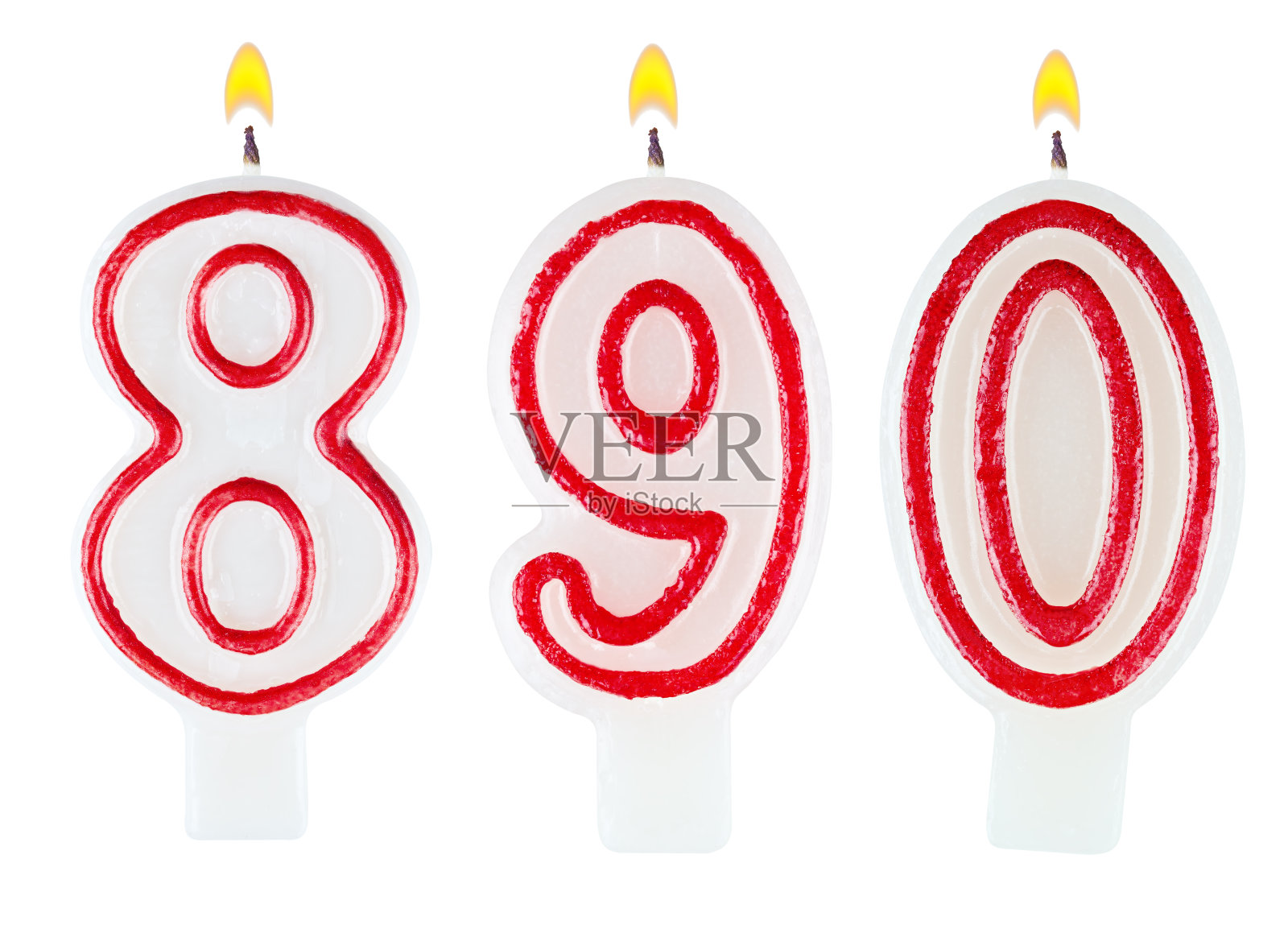 蜡烛编号890孤立在白色背景上照片摄影图片