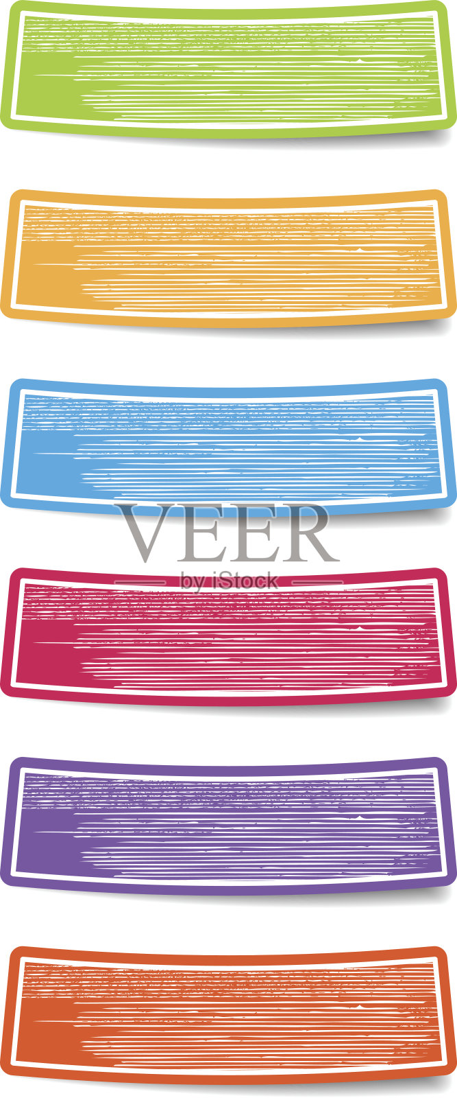 彩色标签纸与手绘纹理。向量设计元素图片