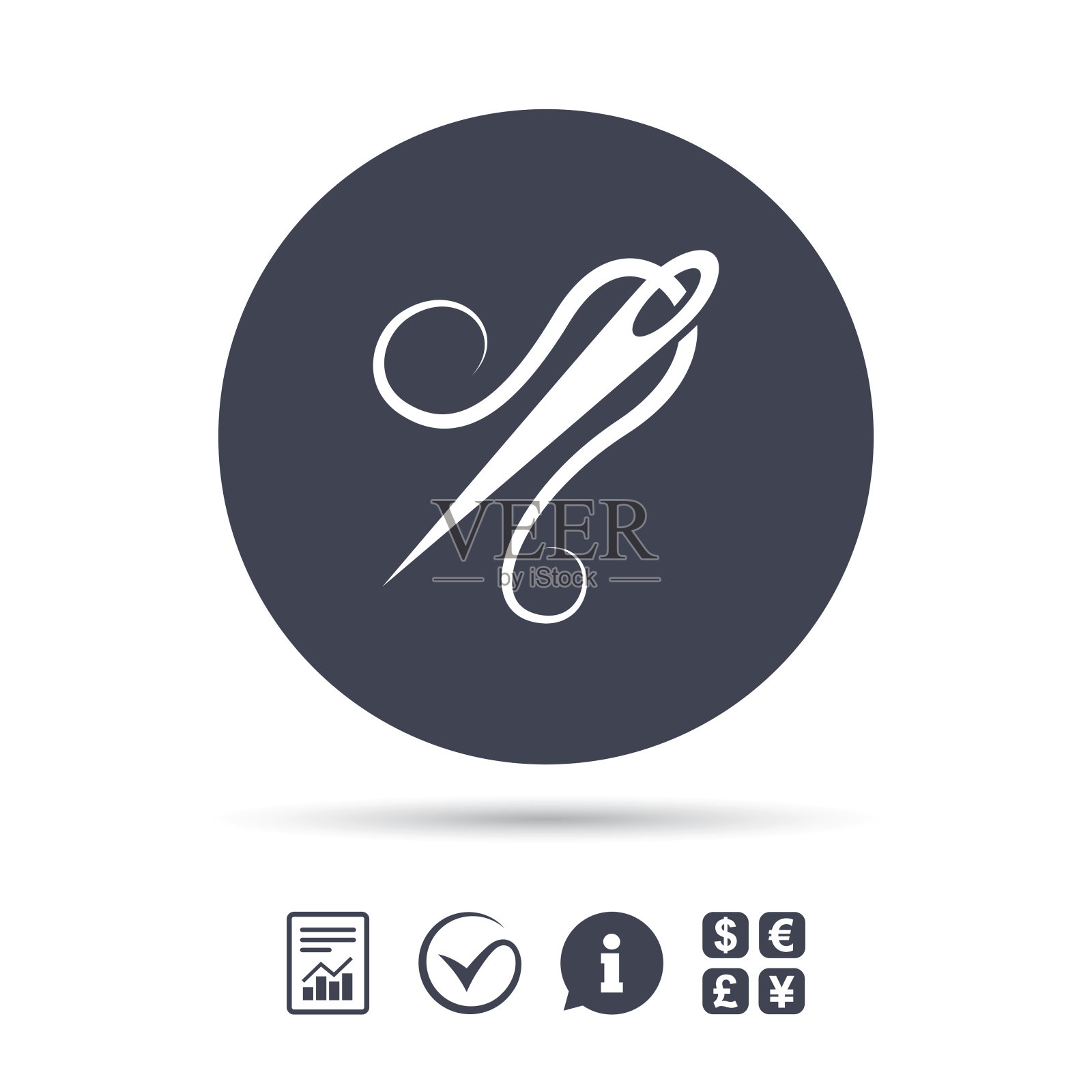 针与线的图标。裁缝的迹象。图标素材