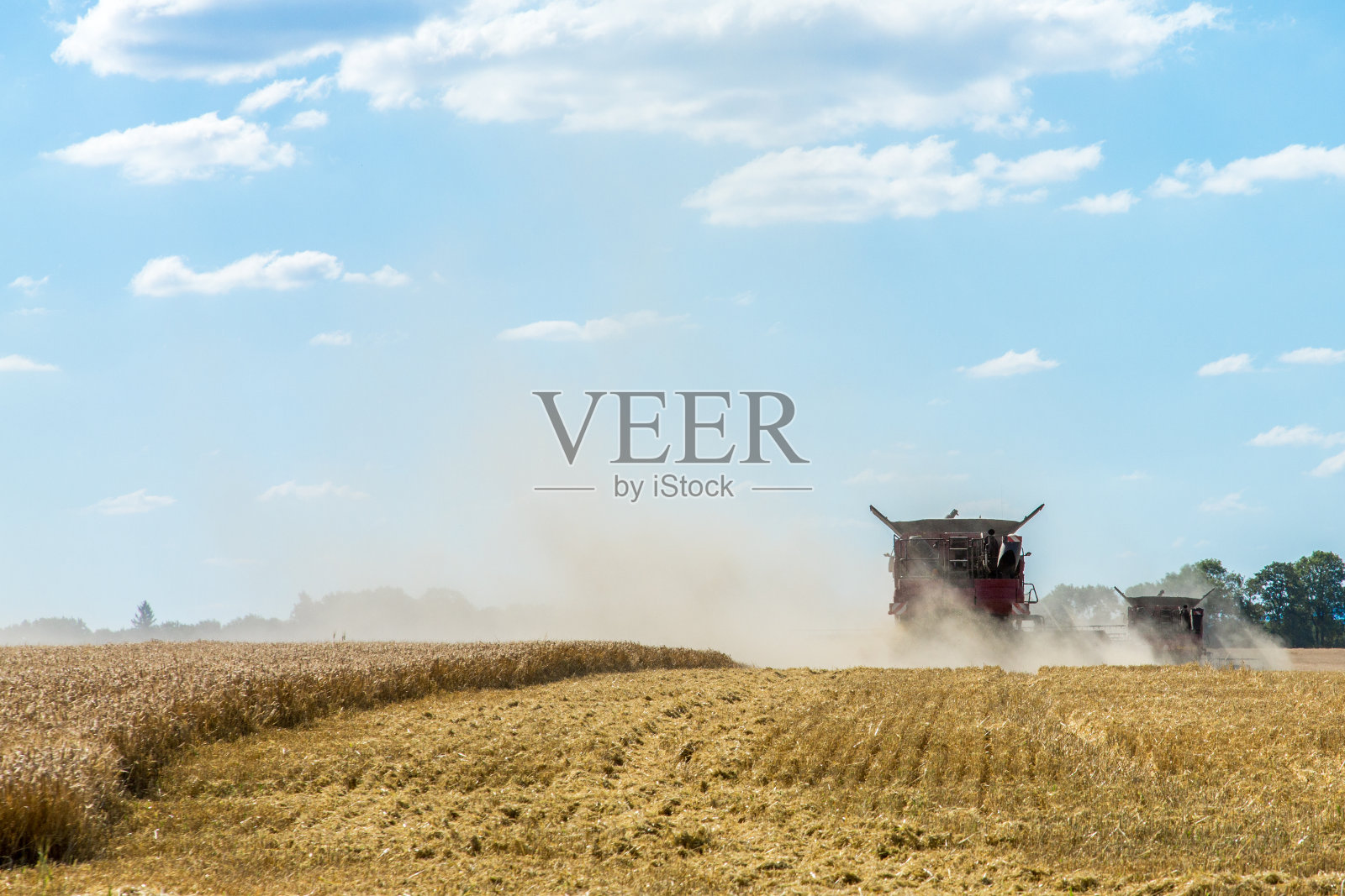 在麦田里联合耕作照片摄影图片