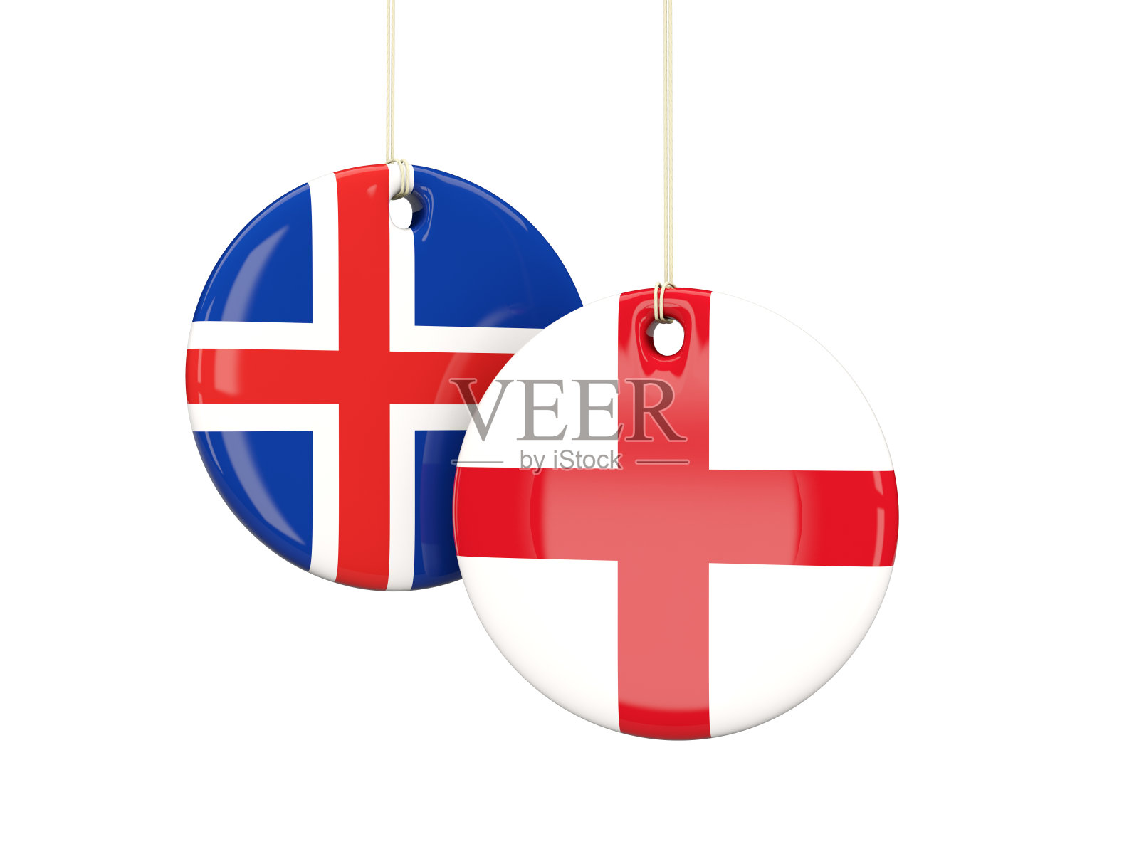 英格兰足球队和冰岛足球队的标签圆照片摄影图片