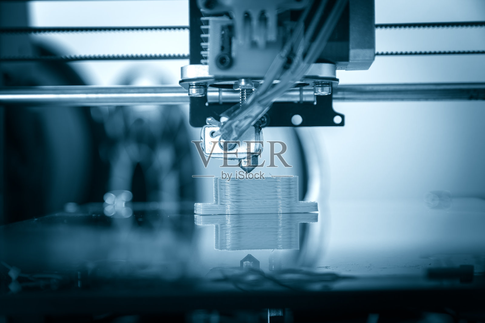 工作中电子三维塑料打印机,3D打印照片摄影图片