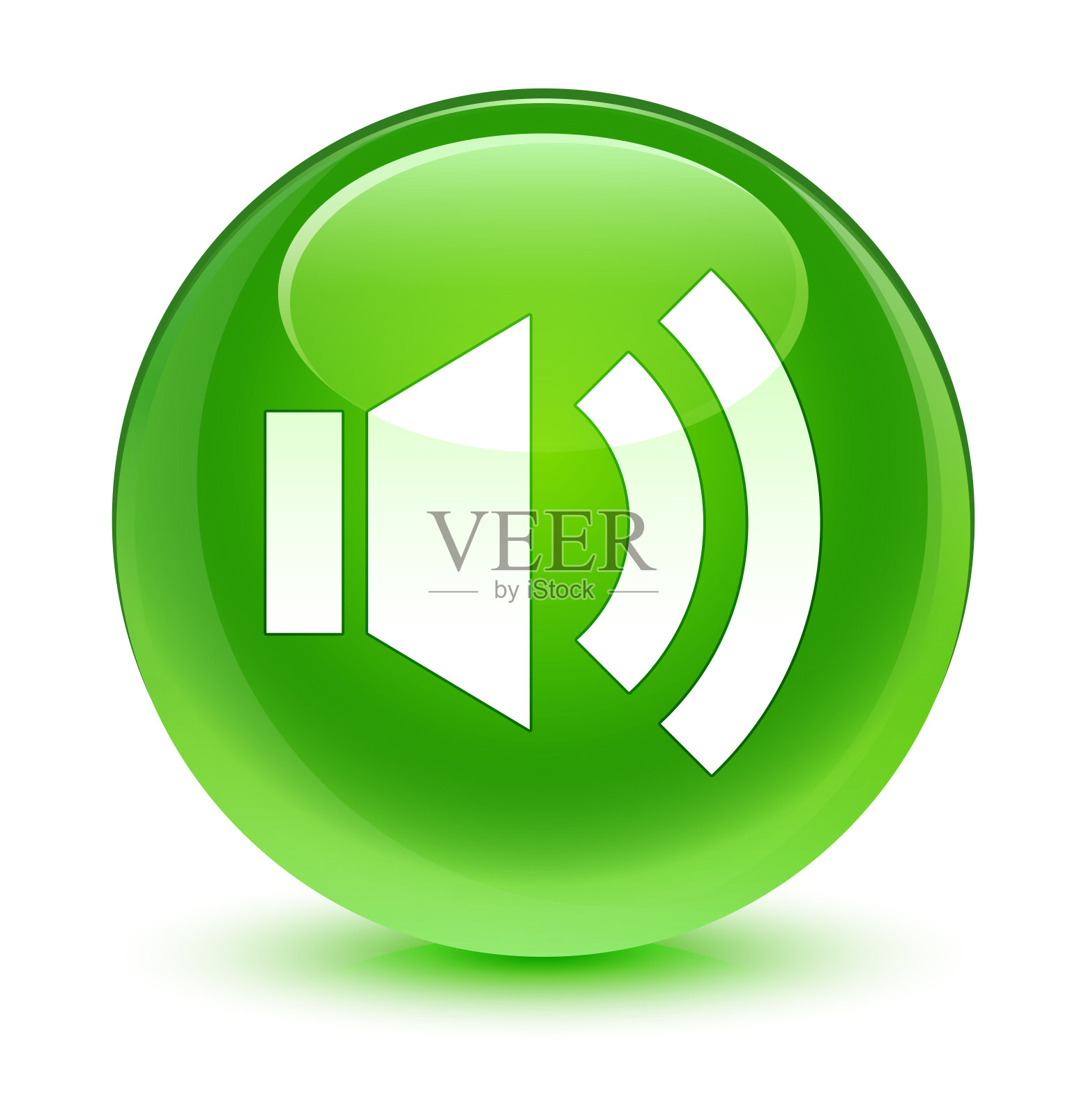 音量图标玻璃绿色圆形按钮图标素材