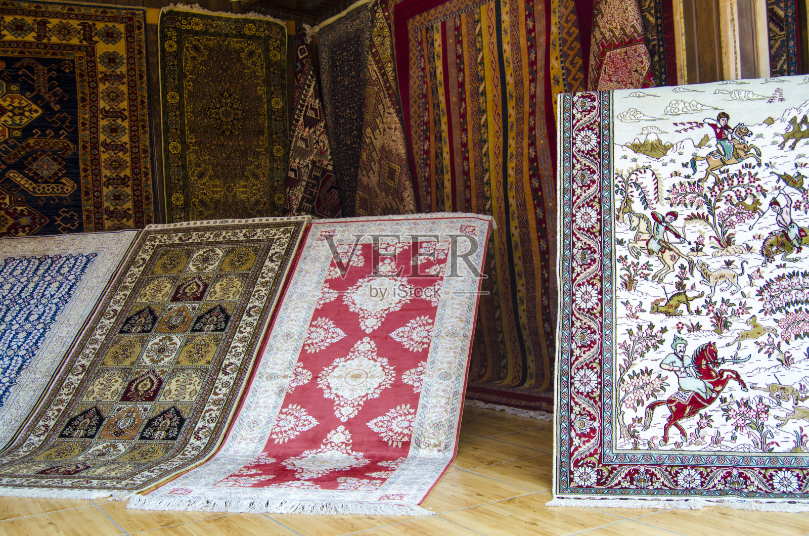 漂亮的自制土耳其地毯照片摄影图片