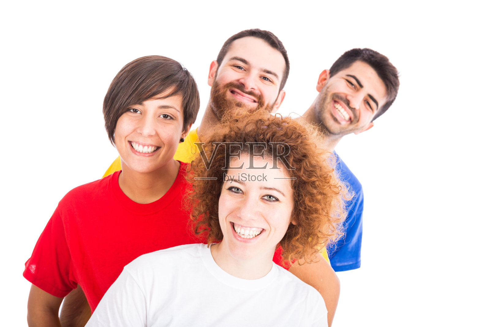 快乐的朋友群在白色的背景照片摄影图片