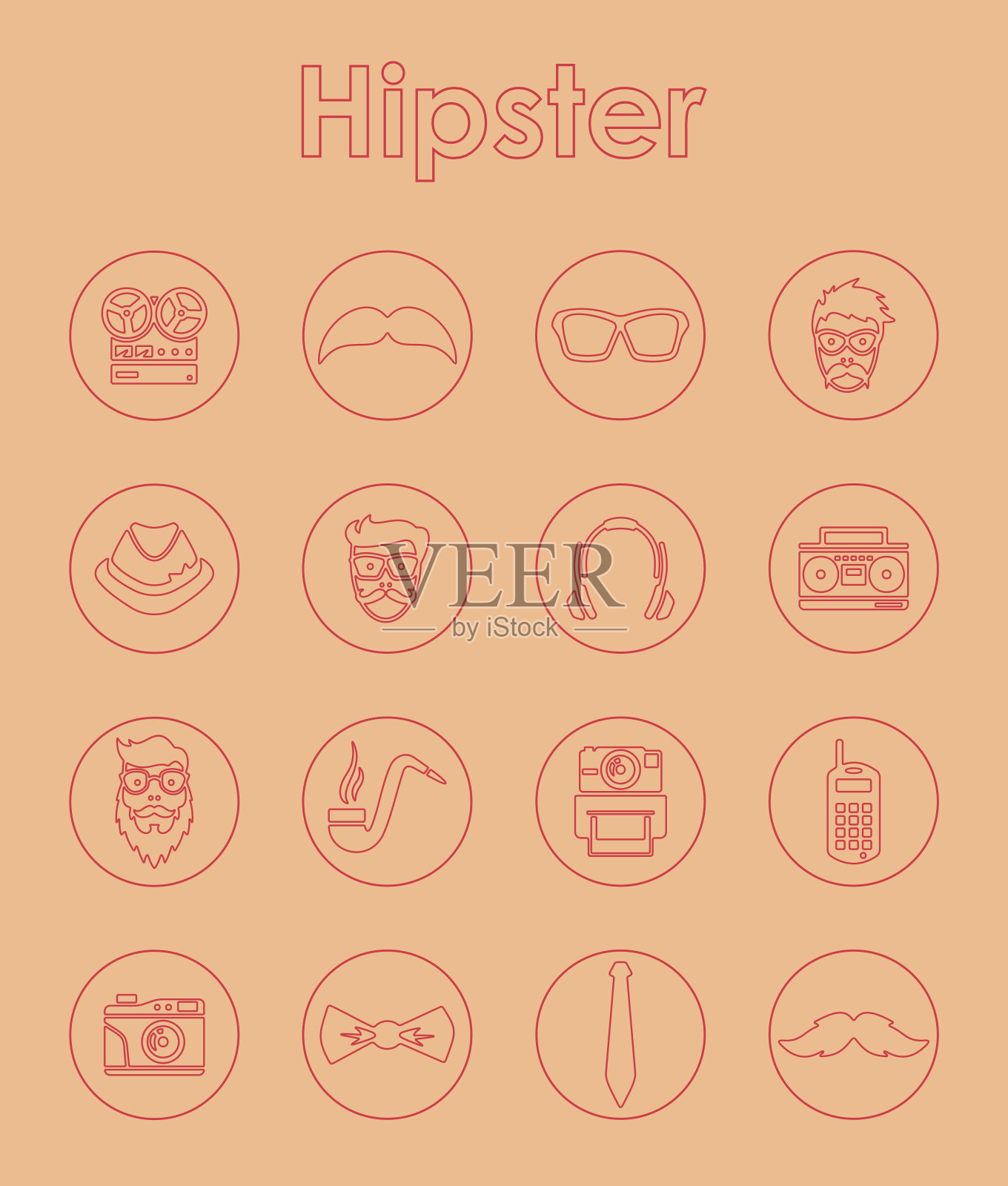 一组时髦的简单图标图标素材