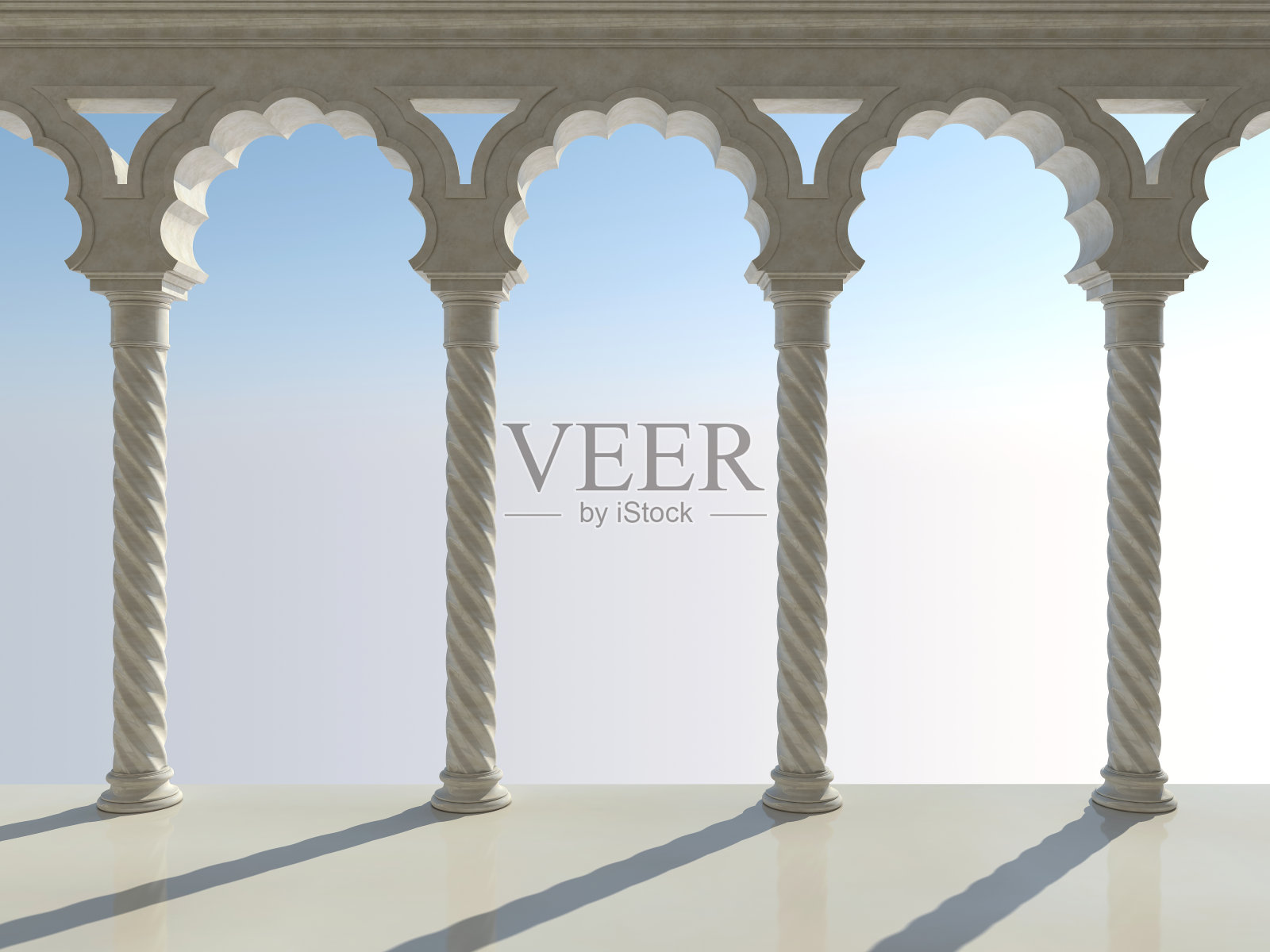 带有拱门和柱子的古典室内设计照片摄影图片