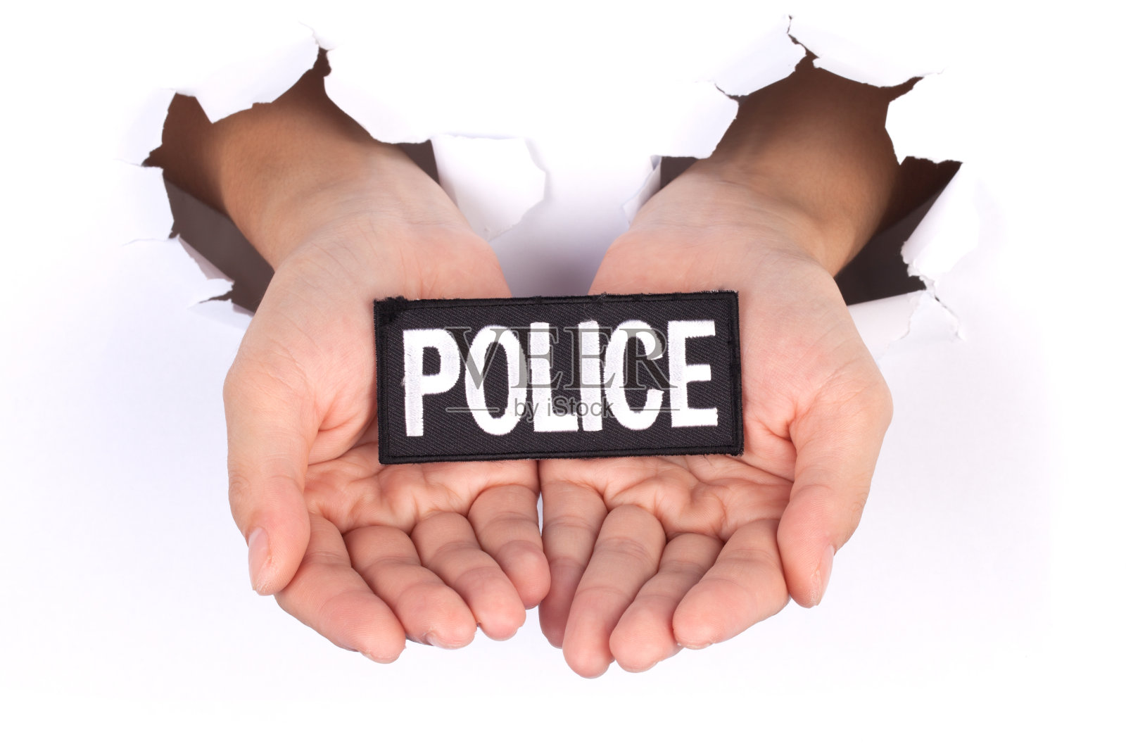 手持警示牌的妇女照片摄影图片