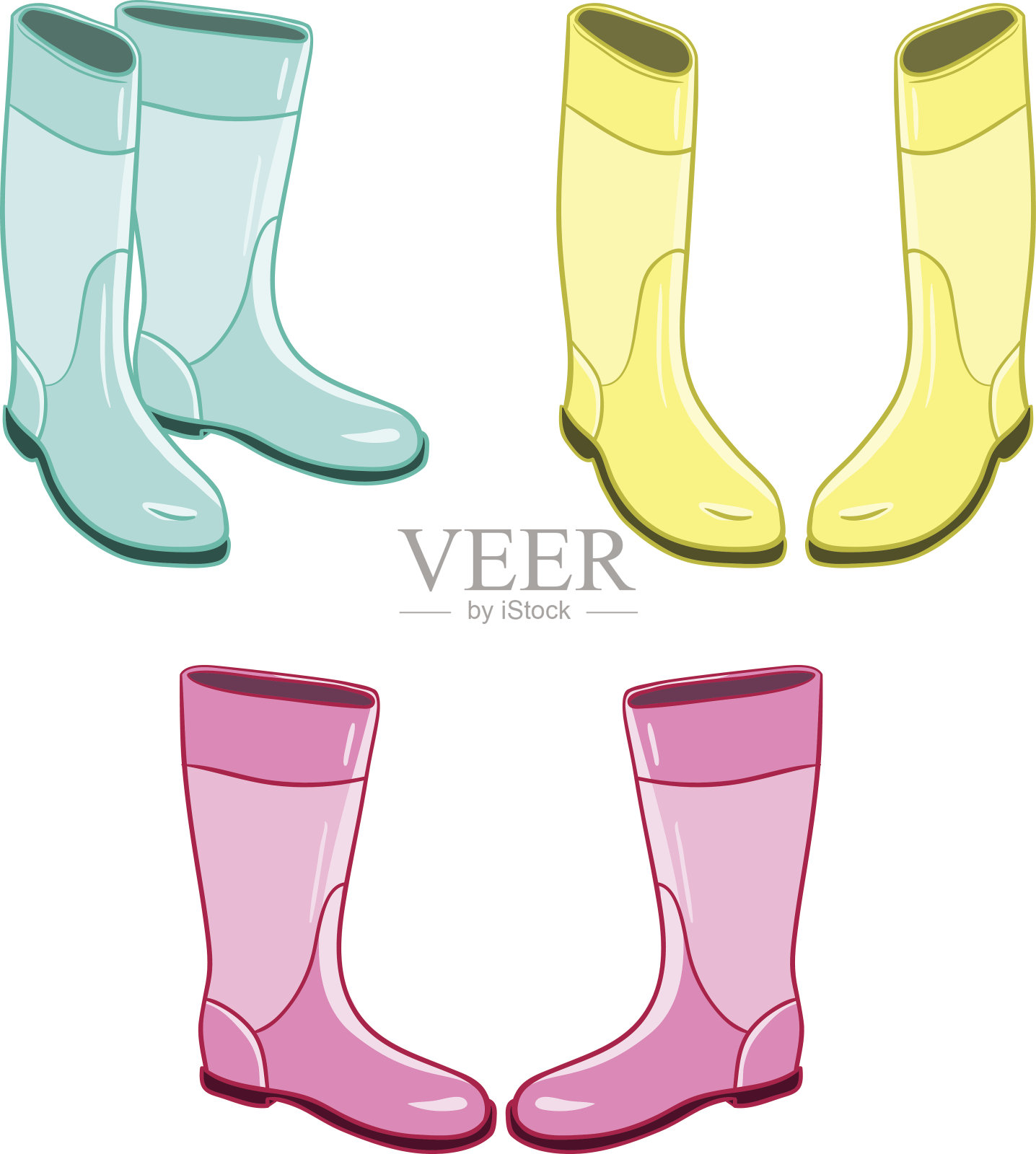 孤立的橡胶橡胶靴插画图片素材