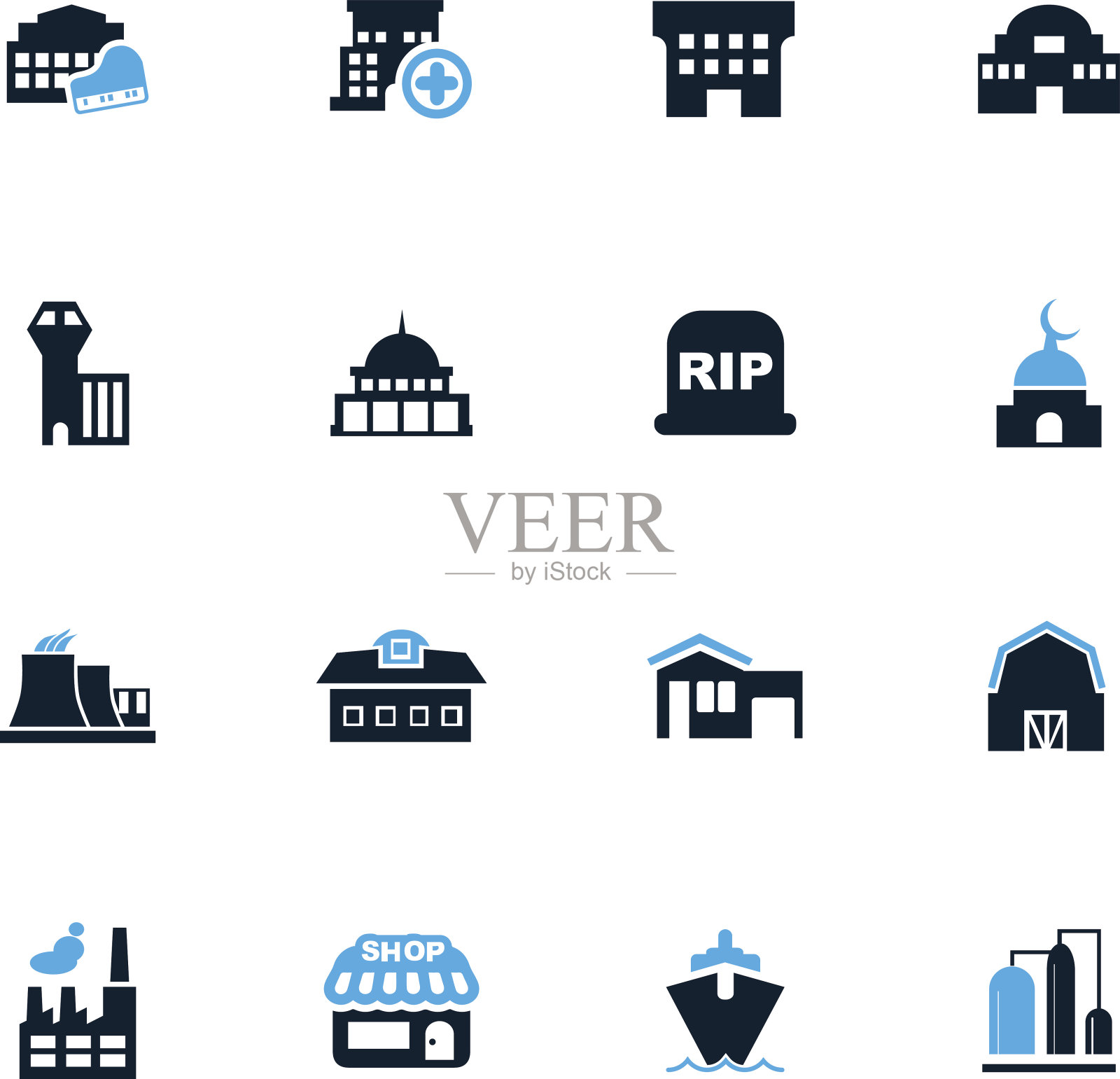 基础设施的城市图标集图标素材