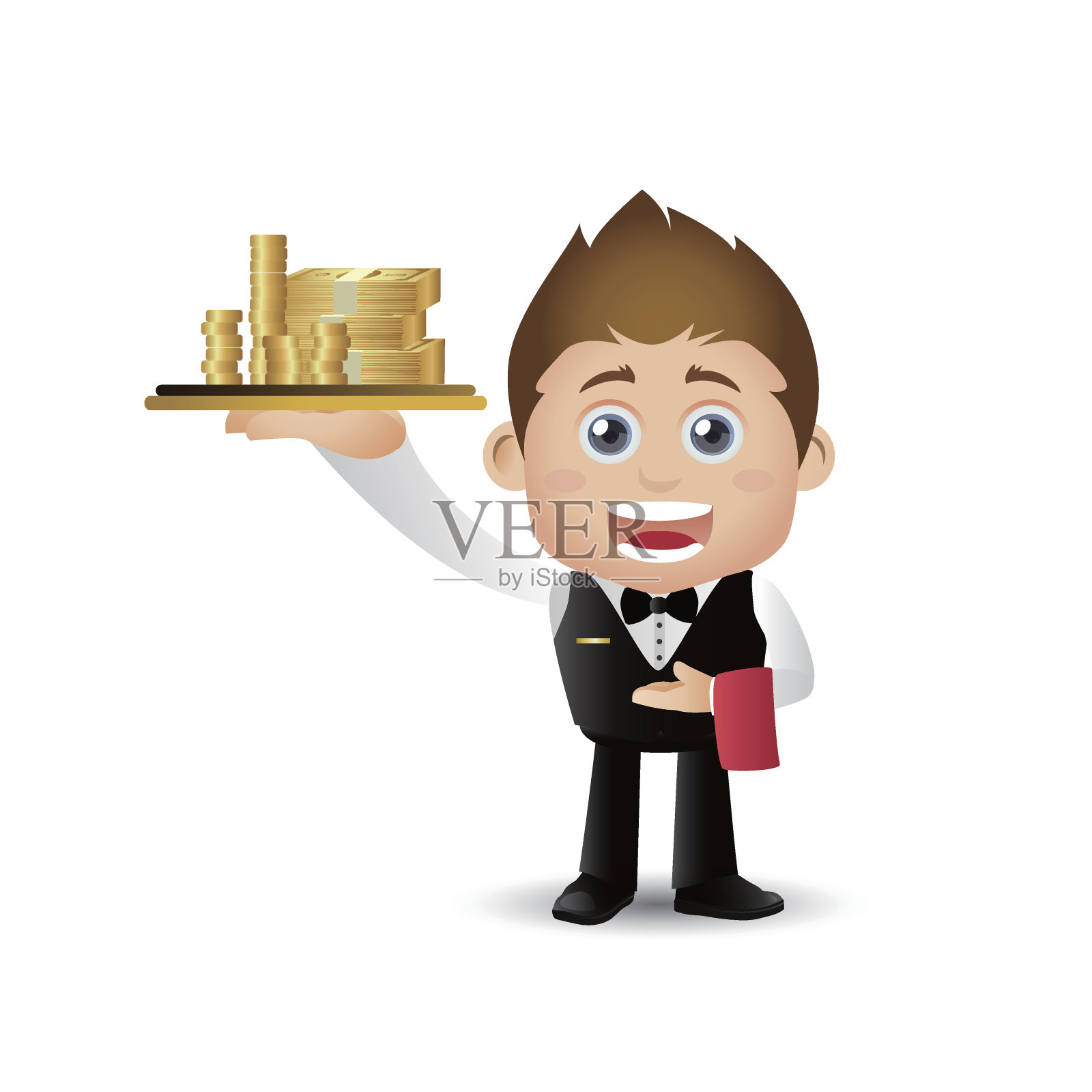 人们设置-业务-服务员服务的东西插画图片素材