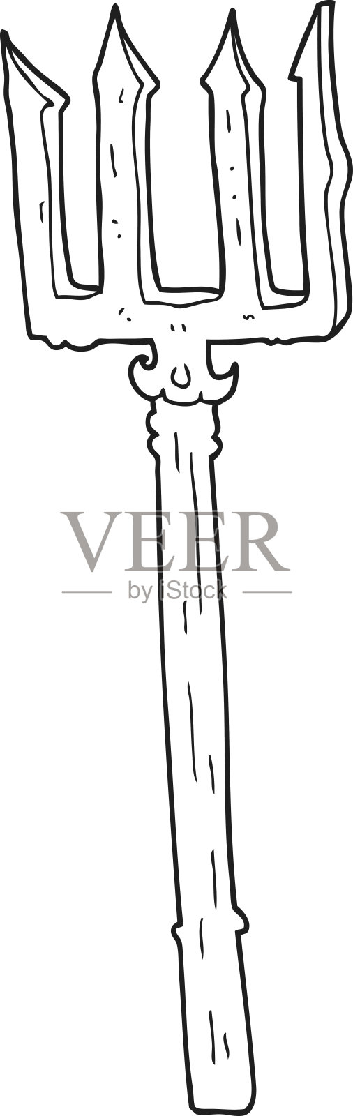 黑白卡通恶魔叉设计元素图片