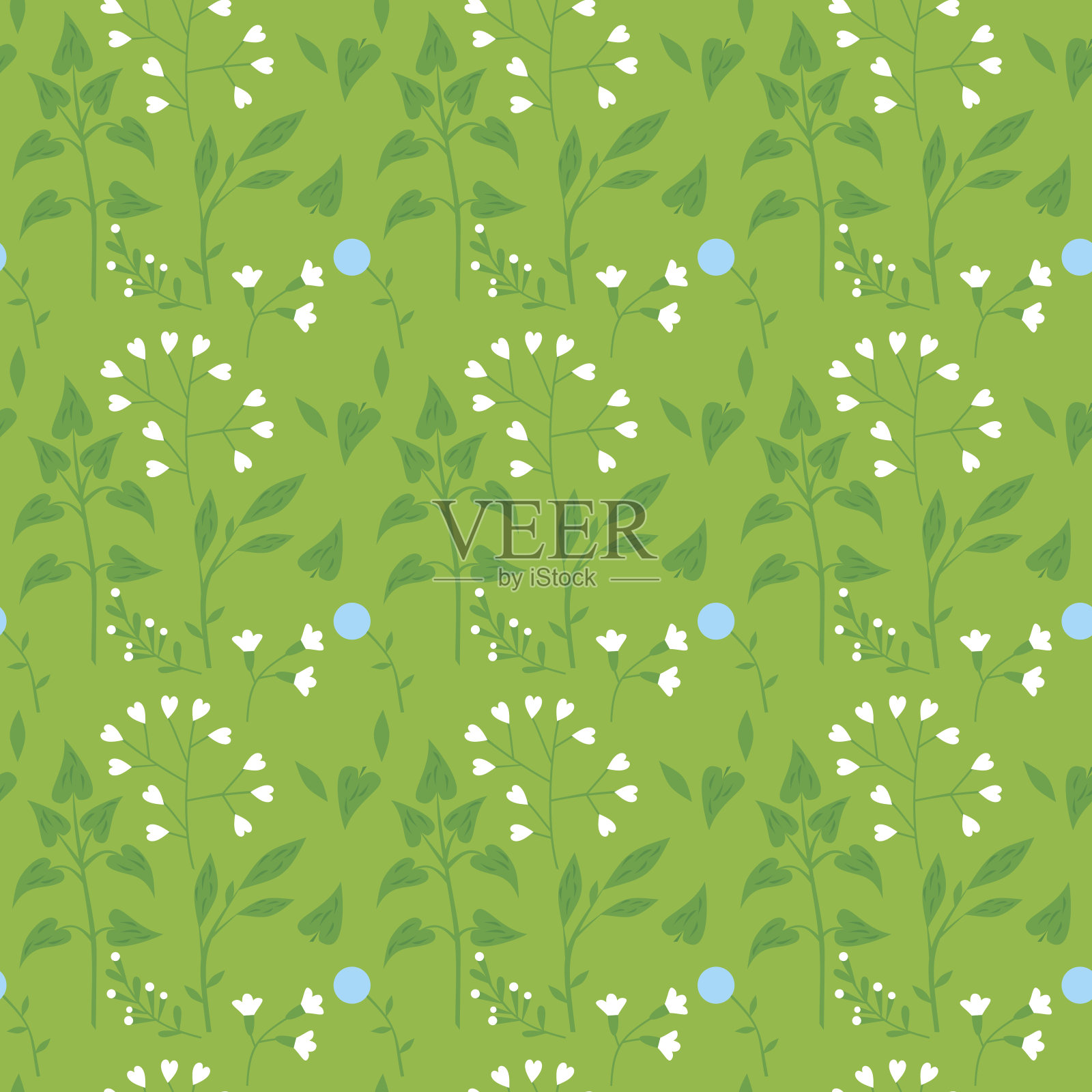 色彩艳丽可爱的花集与叶和花无缝图案插画图片素材