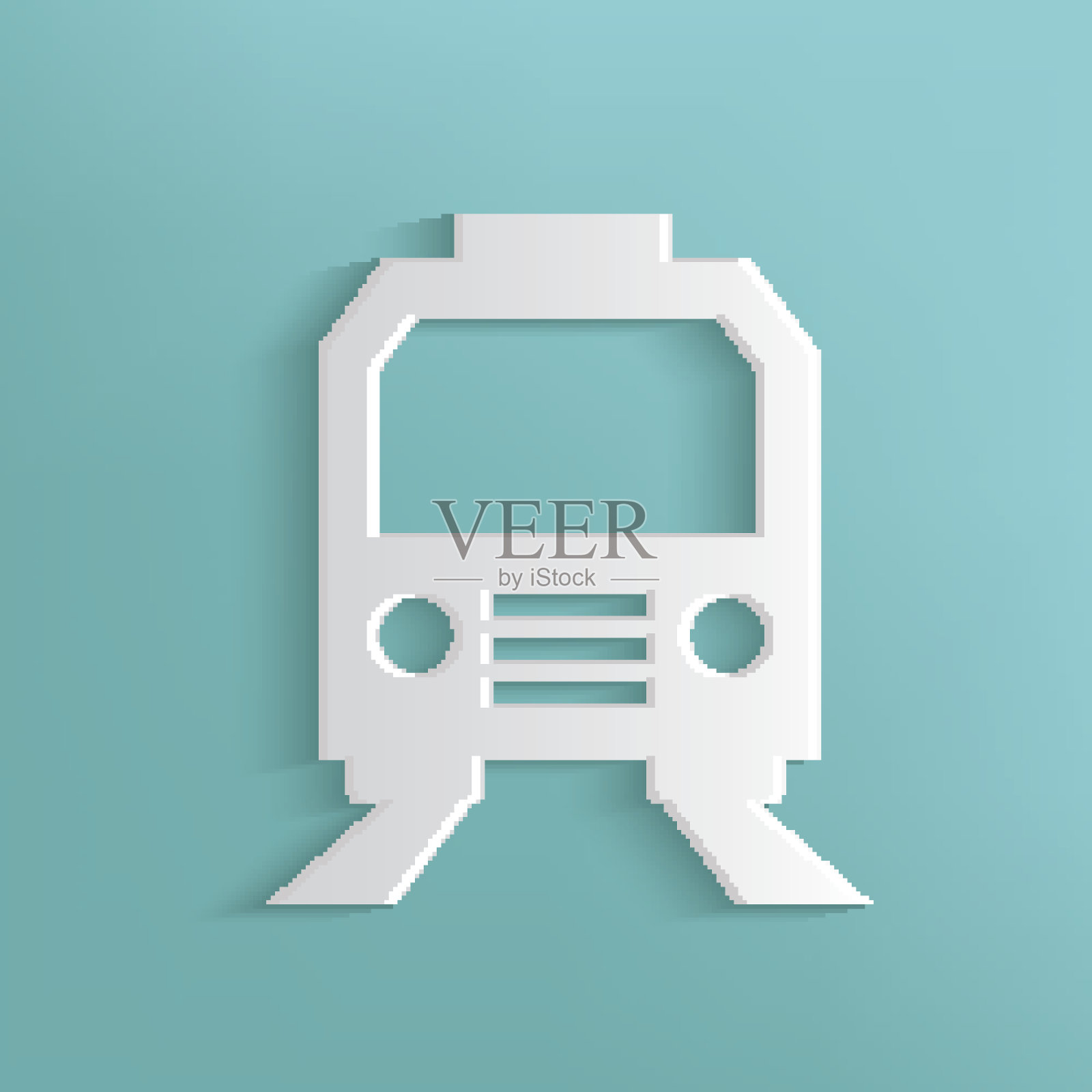 蓝色背景上的火车符号,干净的向量插画图片素材