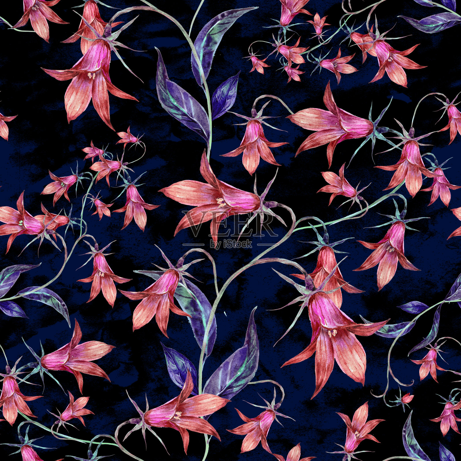 手绘水彩风信子花图案插画图片素材