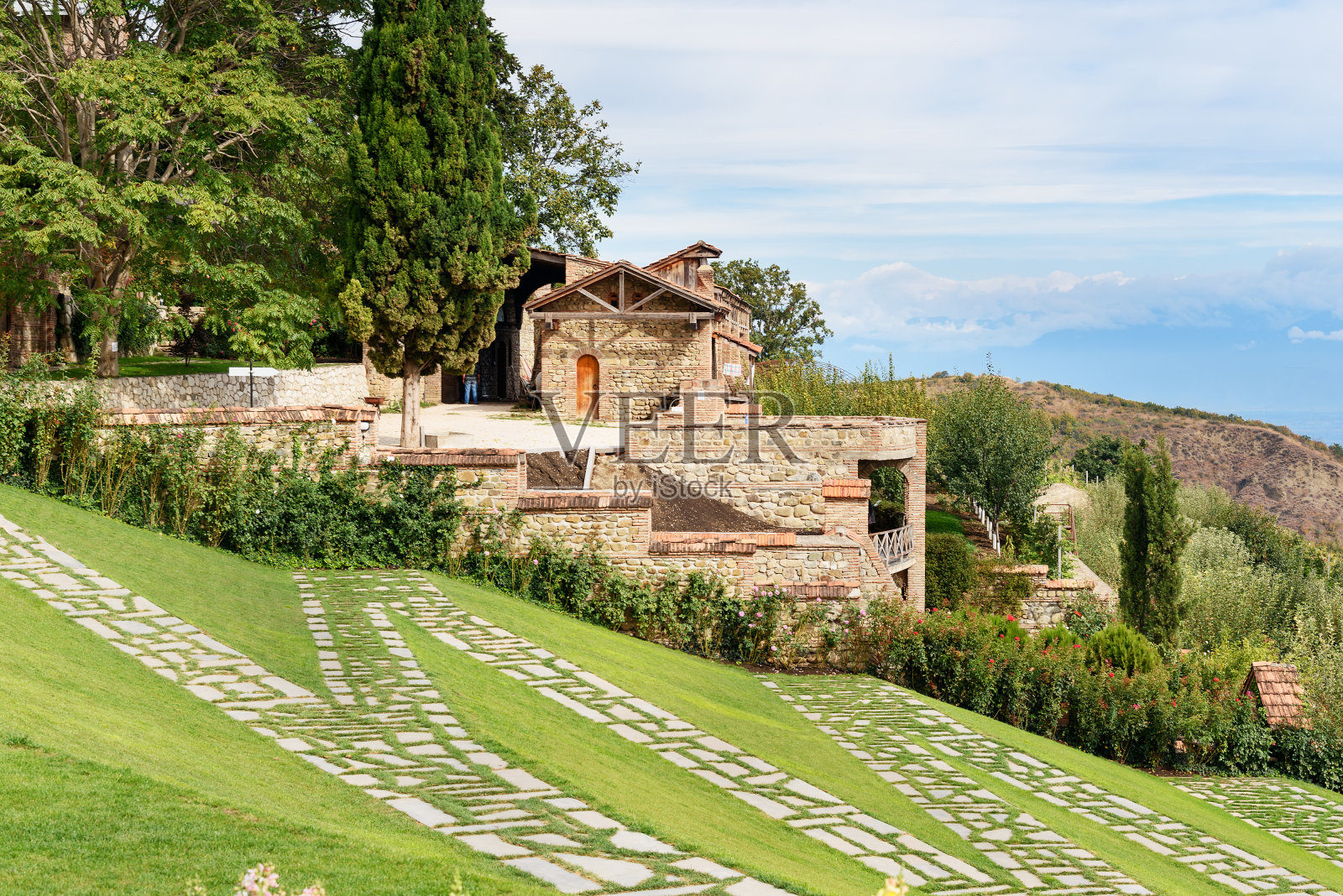 位于博贝的圣尼诺修道院的修道院室和农场建筑。Sighnaghi。乔治亚州照片摄影图片