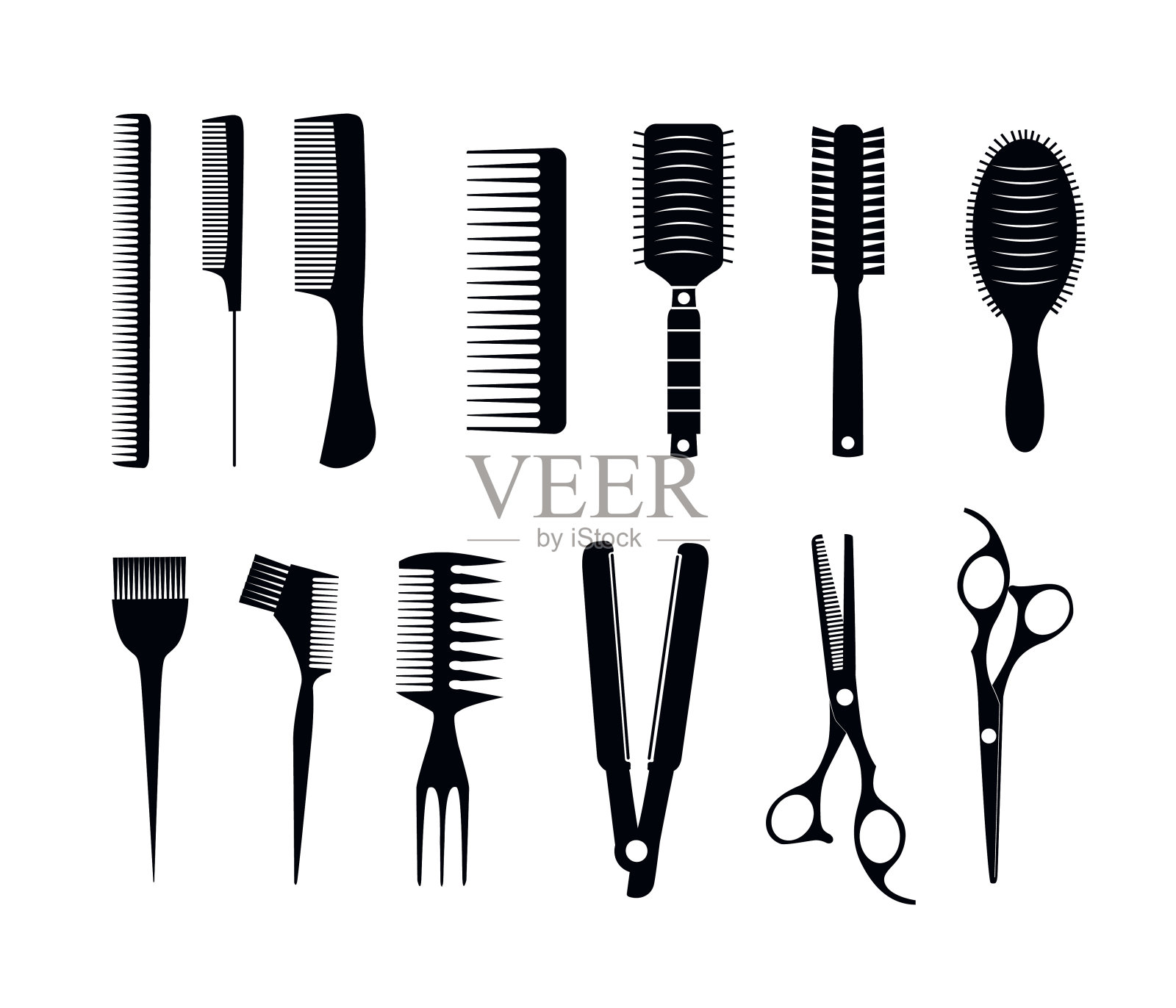 理发工具和理发图标集插画图片素材