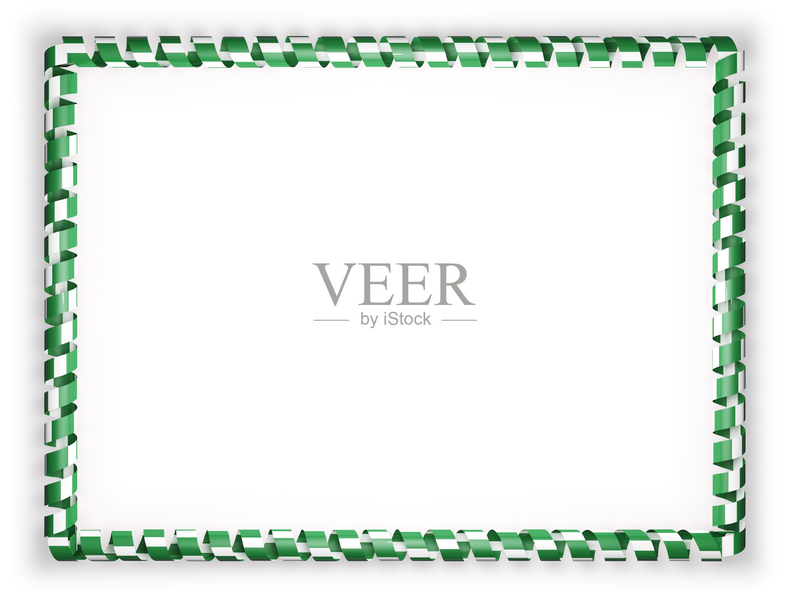 缎带的框架和边框与尼日利亚国旗。三维演示照片摄影图片