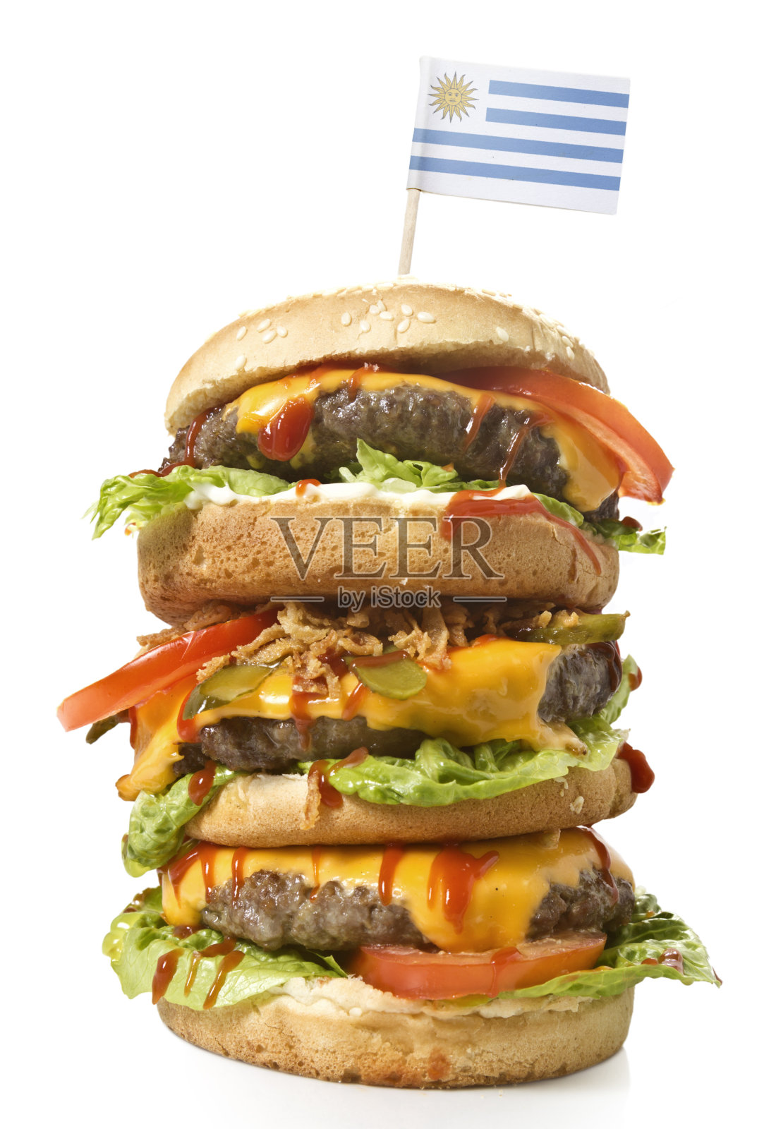 带有乌拉圭国旗的美味汉堡(系列)照片摄影图片
