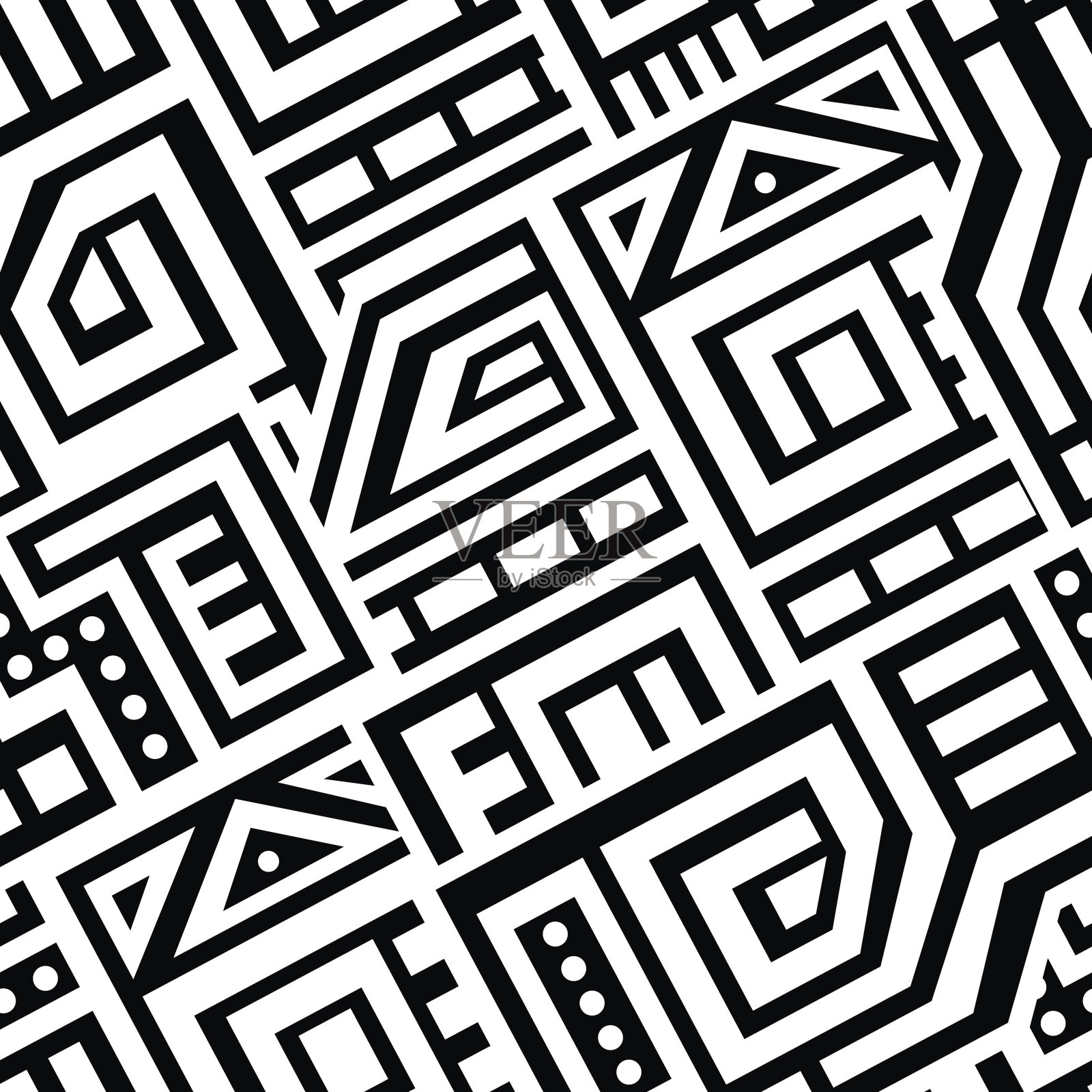 民族风格中的抽象矢量无缝模式插画图片素材