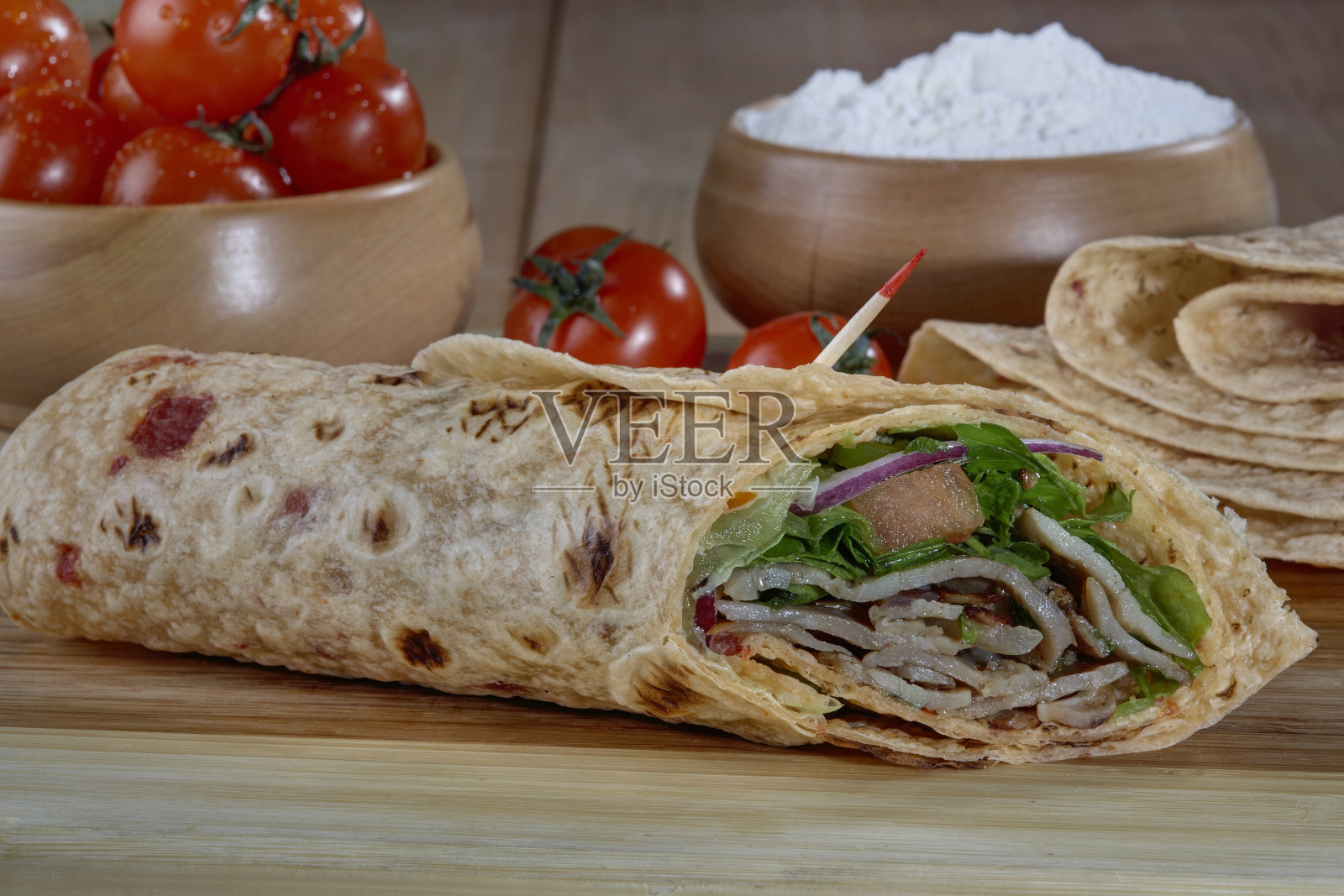 Doner,土耳其Shawarma durum传统的裹尸布照片摄影图片