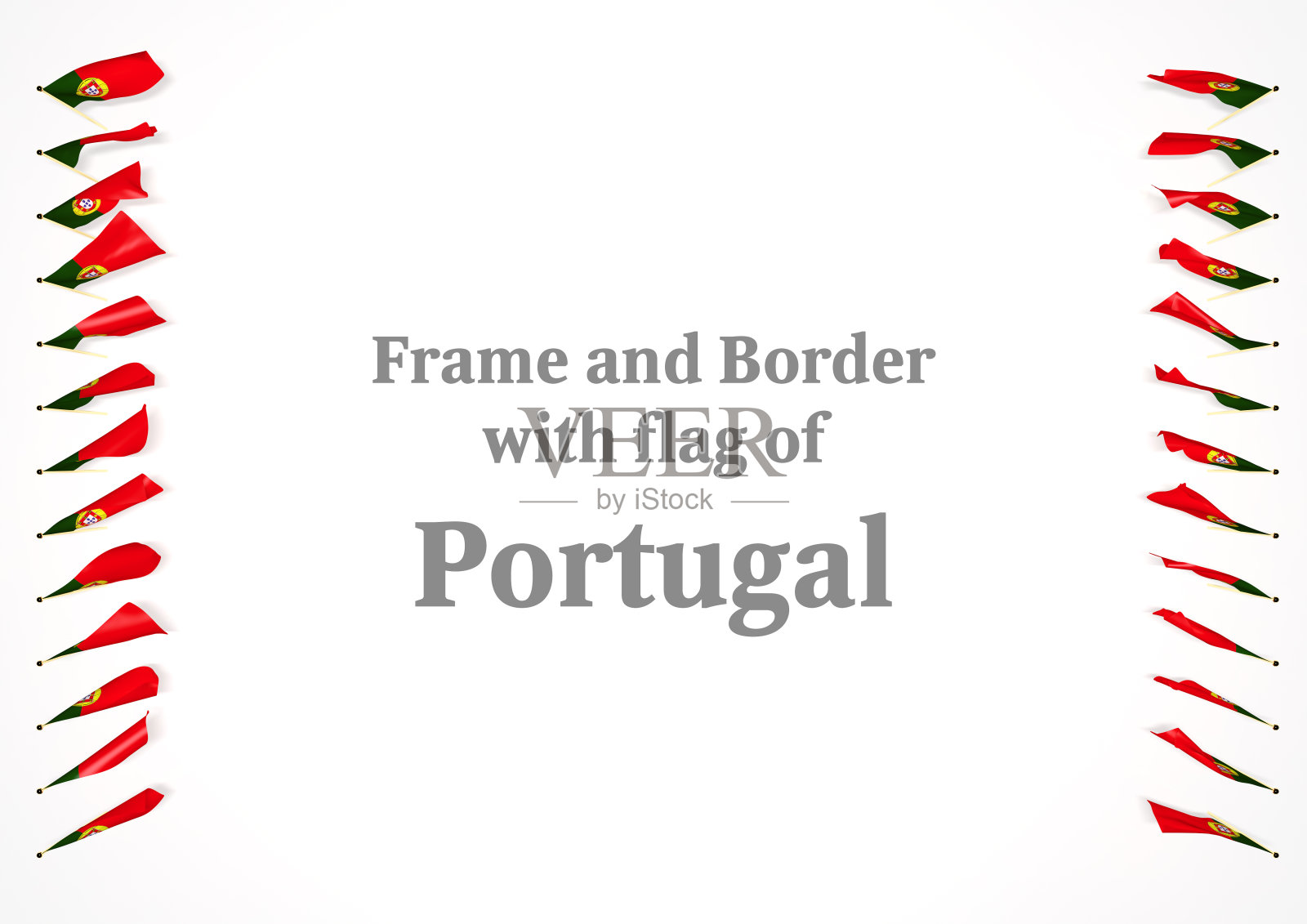 框架和边界与葡萄牙国旗。3d插图照片摄影图片
