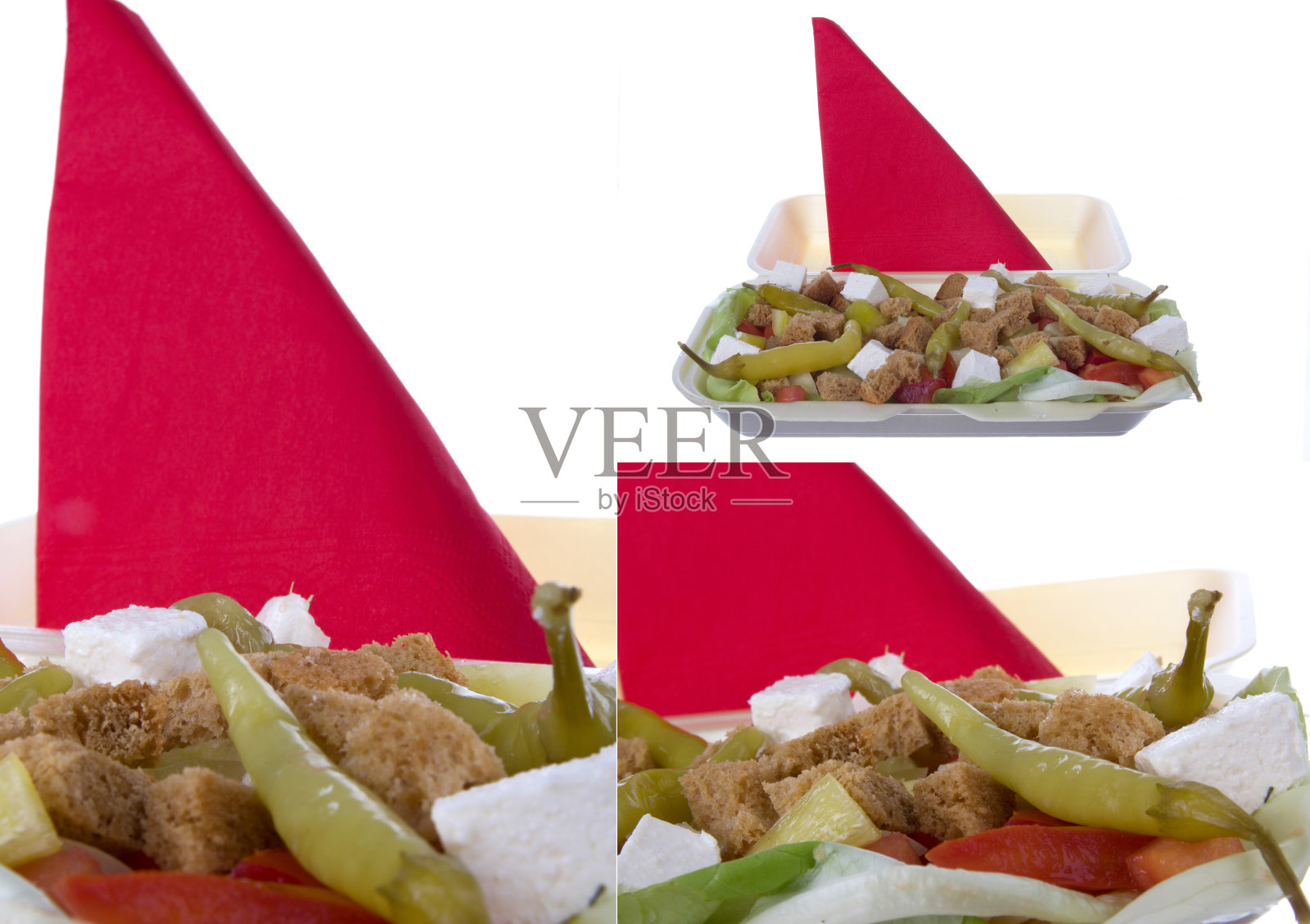 辣香肠、番茄和白奶酪的辣沙拉照片摄影图片