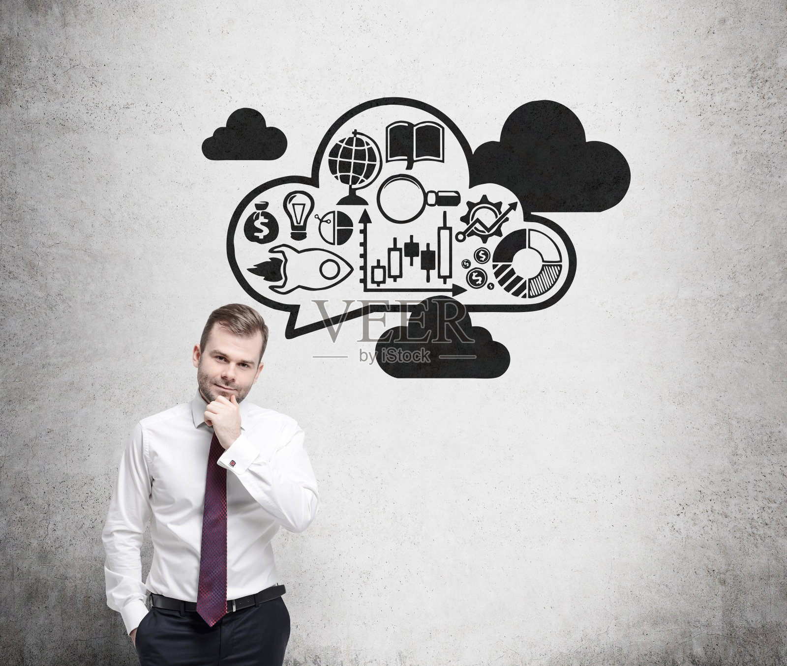 年轻帅气的商人正在考虑商业发展。照片摄影图片