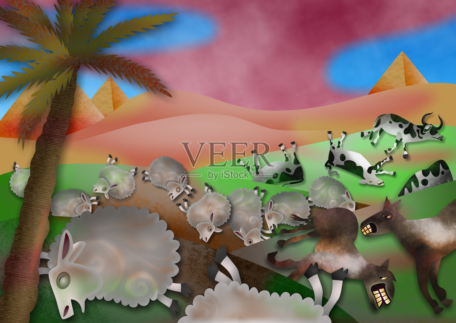 牲畜瘟疫插画图片素材