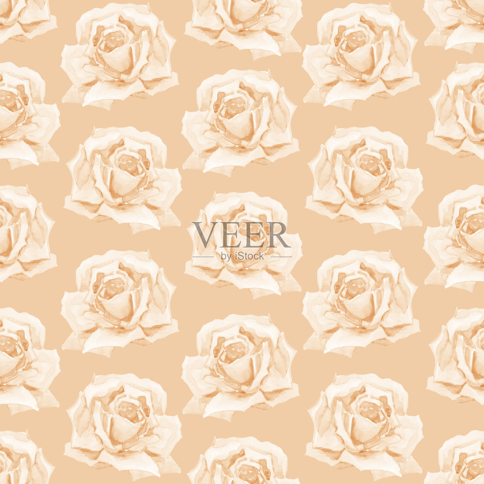 水彩玫瑰。无缝墙纸花卉图案。插画图片素材