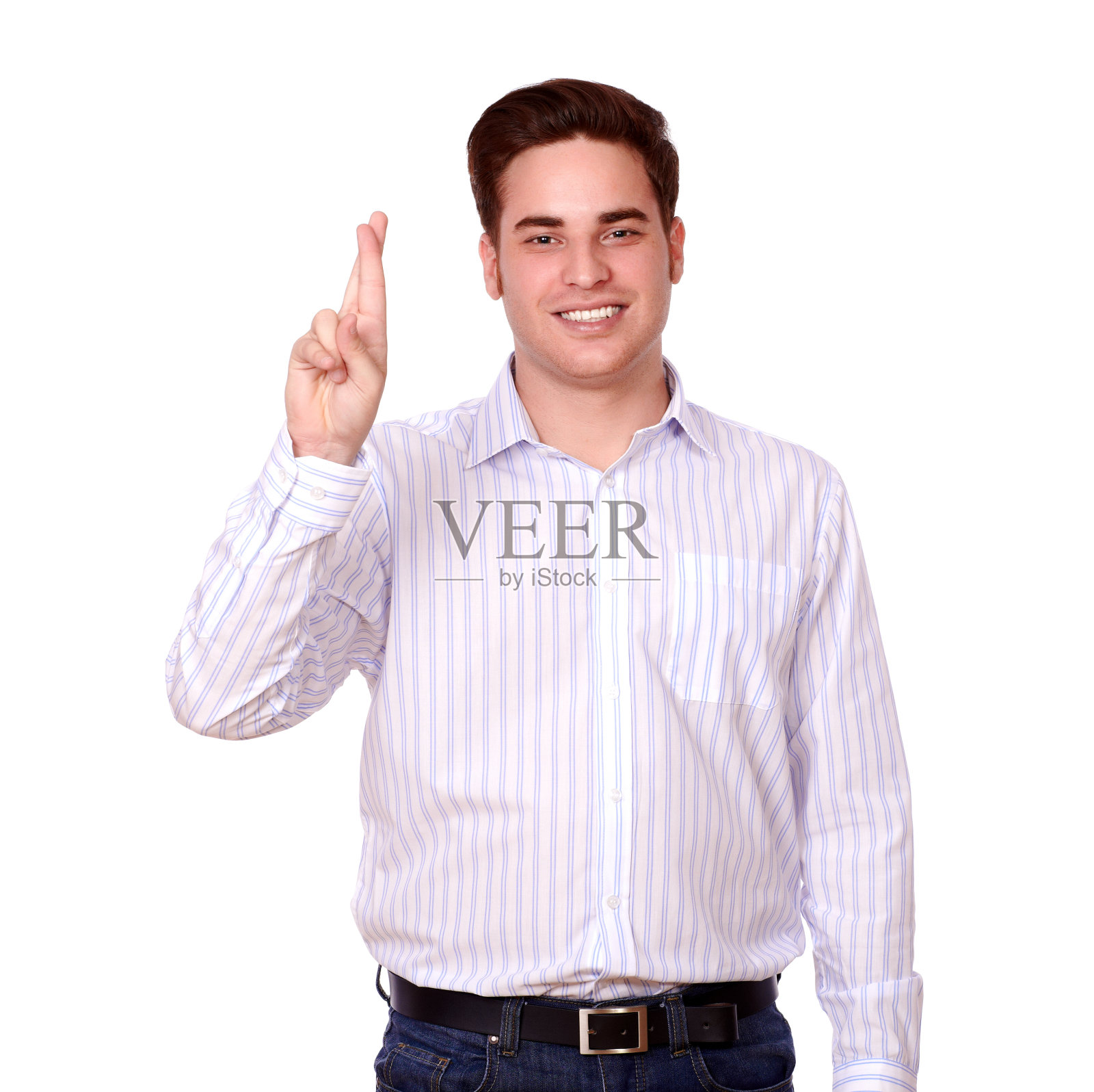 成年红发男子站在幸运标志上照片摄影图片