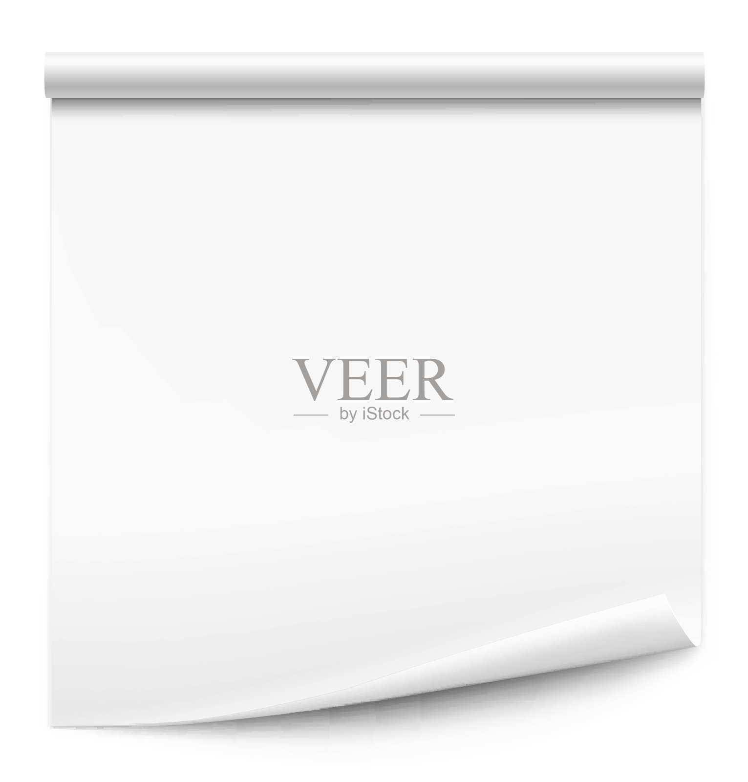 在白色背景上卷曲的空白纸。矢量图插画图片素材