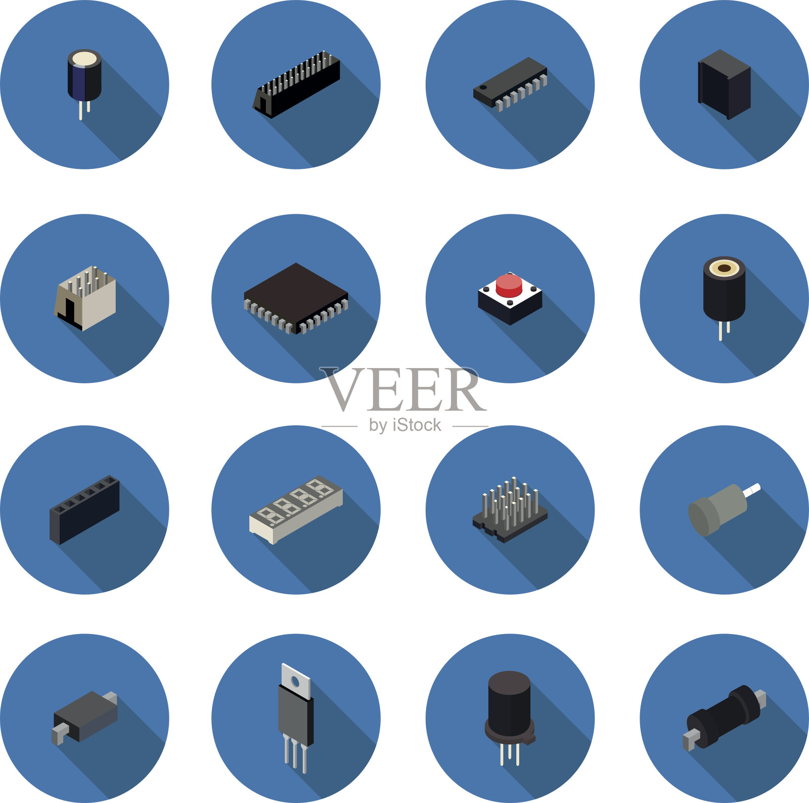 平面图标收音机部件图标素材