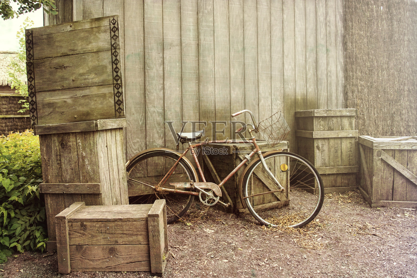 艺术纹理构成复古红色自行车照片摄影图片