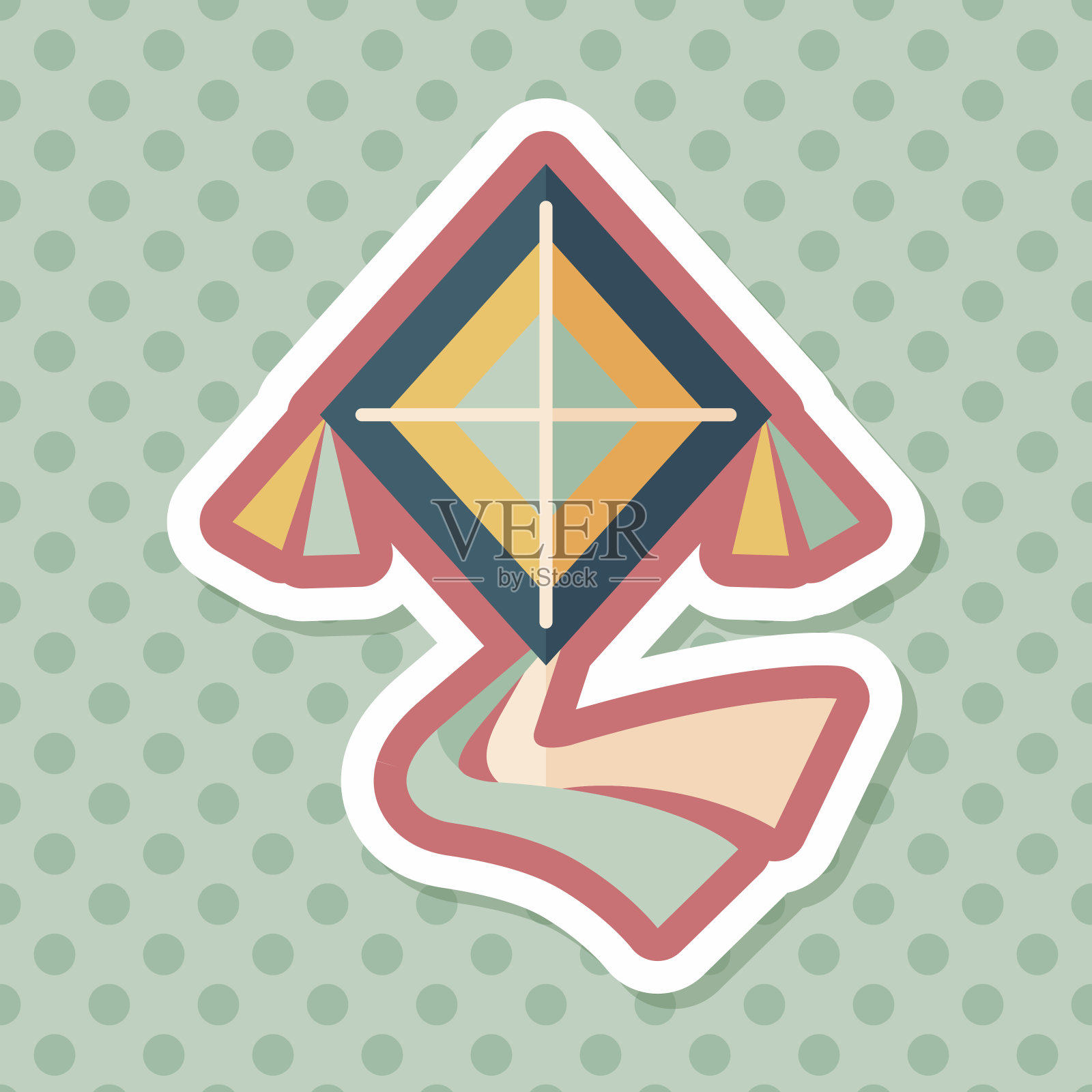 风筝平图标与长影子,eps10插画图片素材