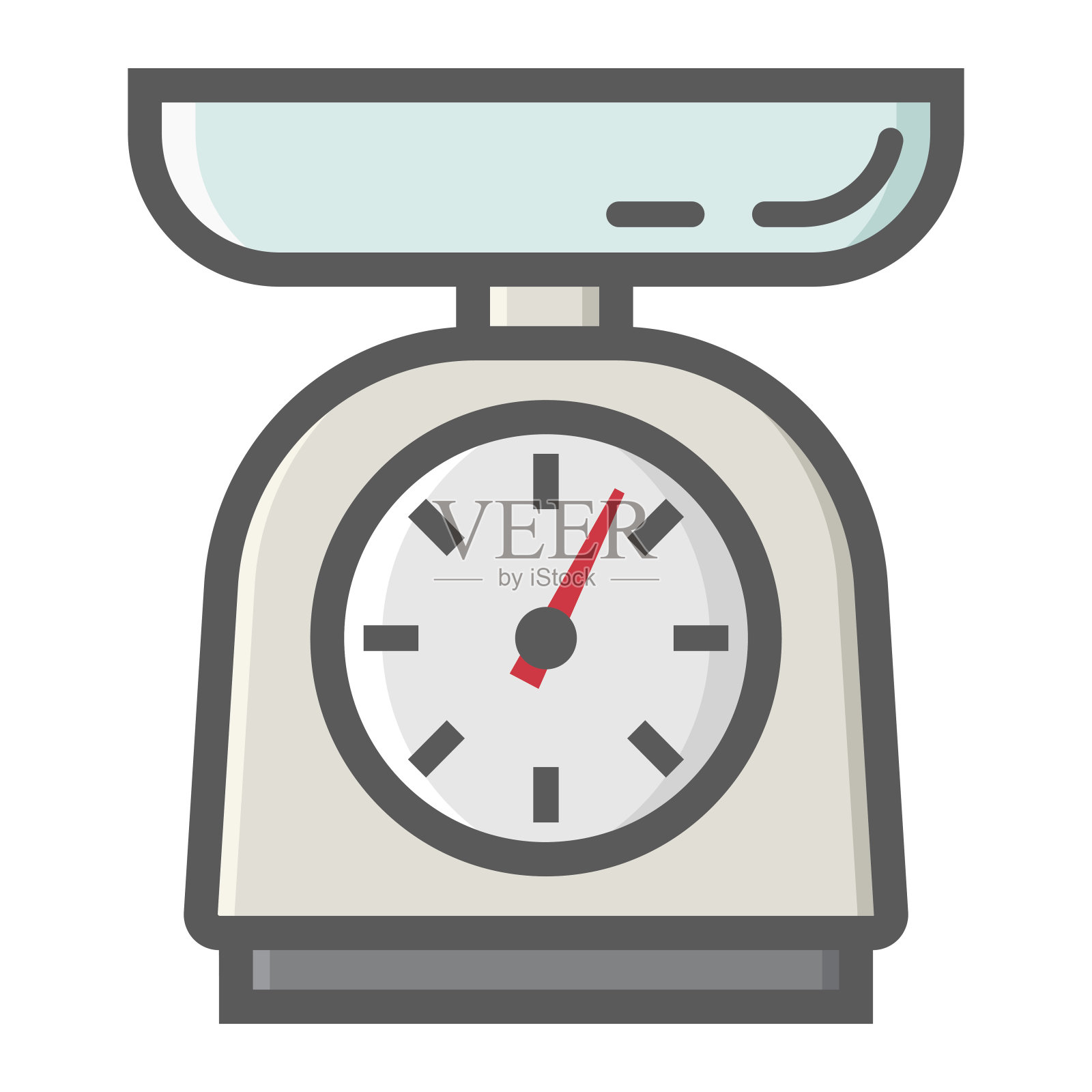 厨房秤彩色线图标,家用电器,矢量图形,白色背景上的填充图案,eps 10。图标素材