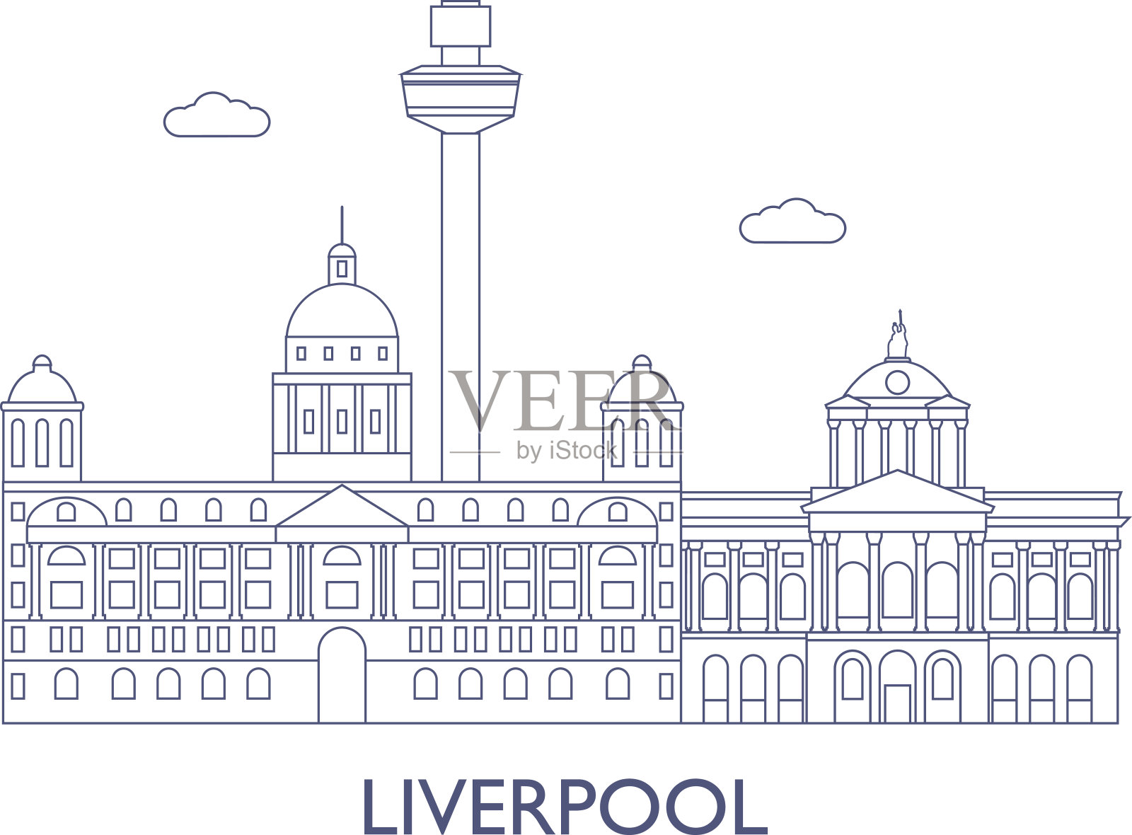 利物浦,这个城市最著名的建筑插画图片素材