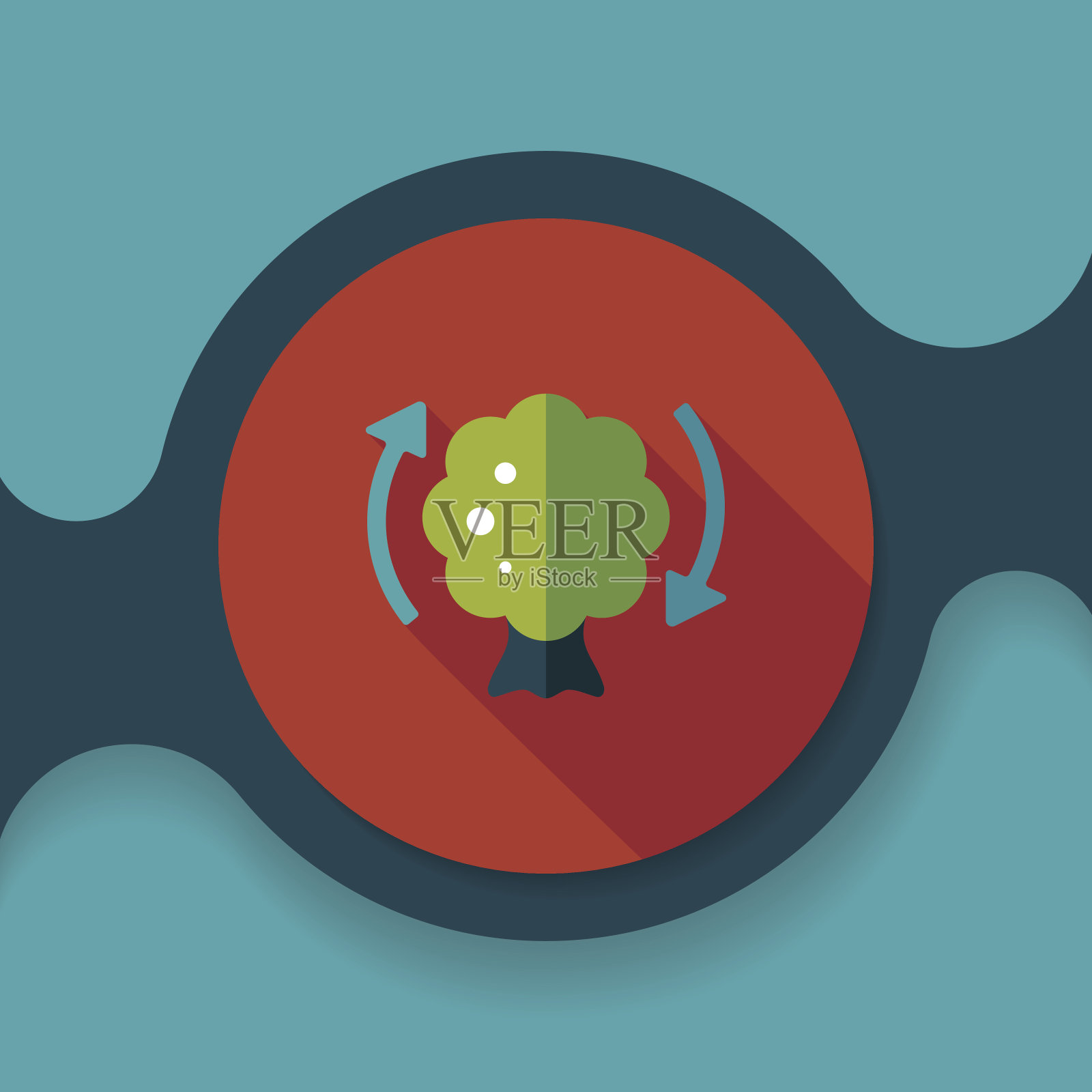 环保概念平面图标与长阴影,eps1插画图片素材