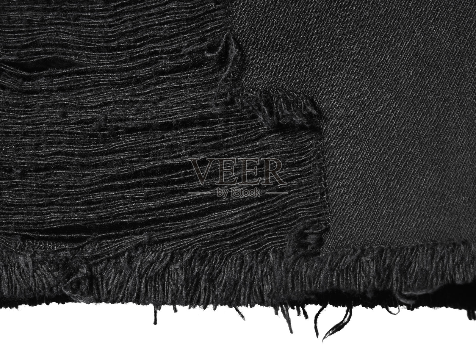黑色撕裂的牛仔布纺织品为背景照片摄影图片