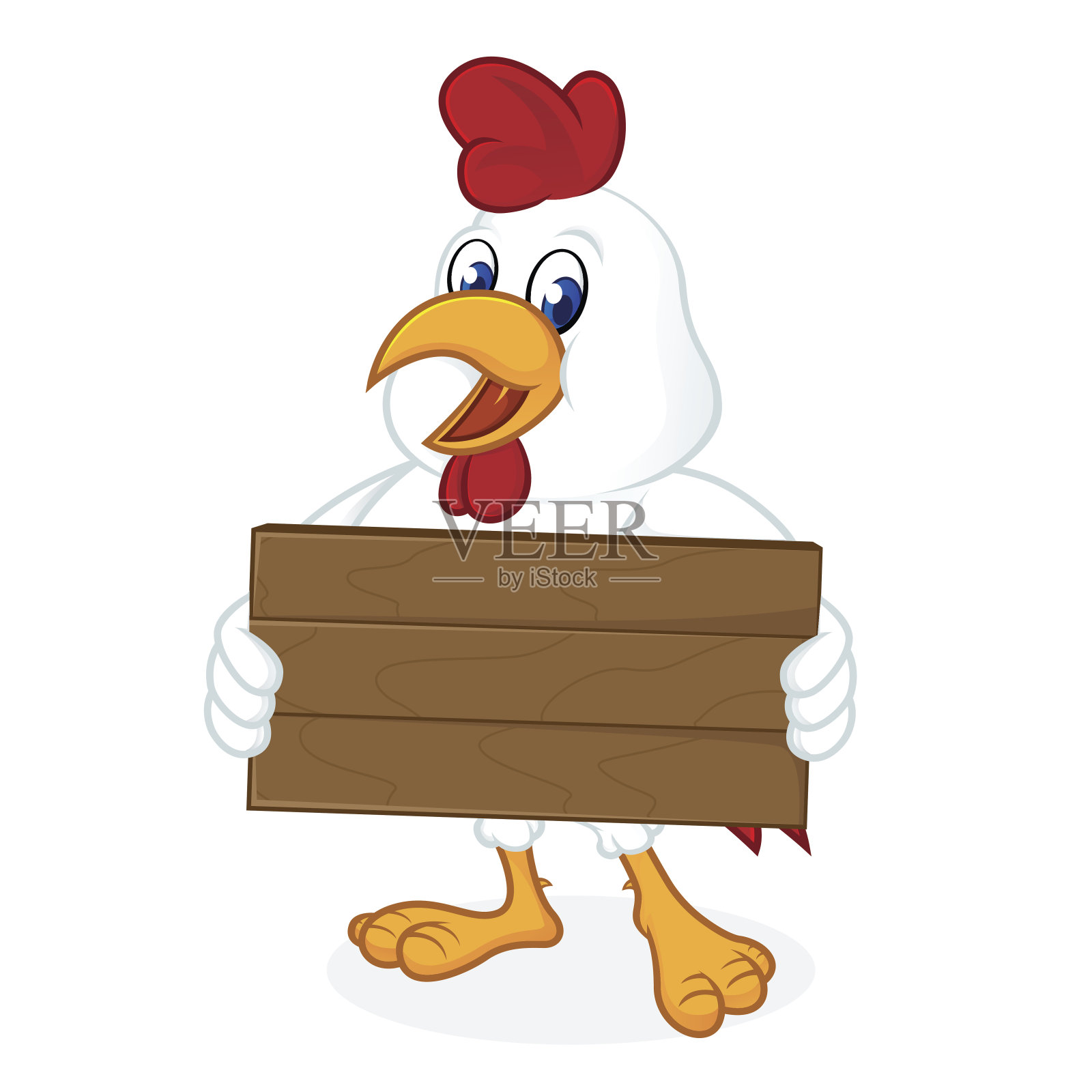 小鸡卡通抱着木板插画图片素材