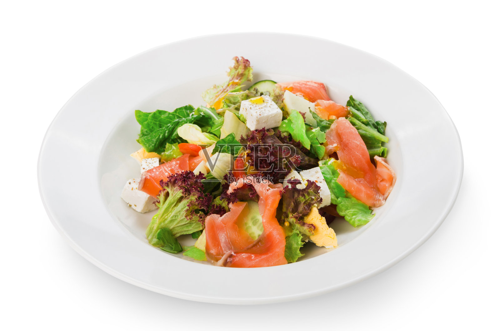 餐厅的健康食品-新鲜的三文鱼沙拉照片摄影图片