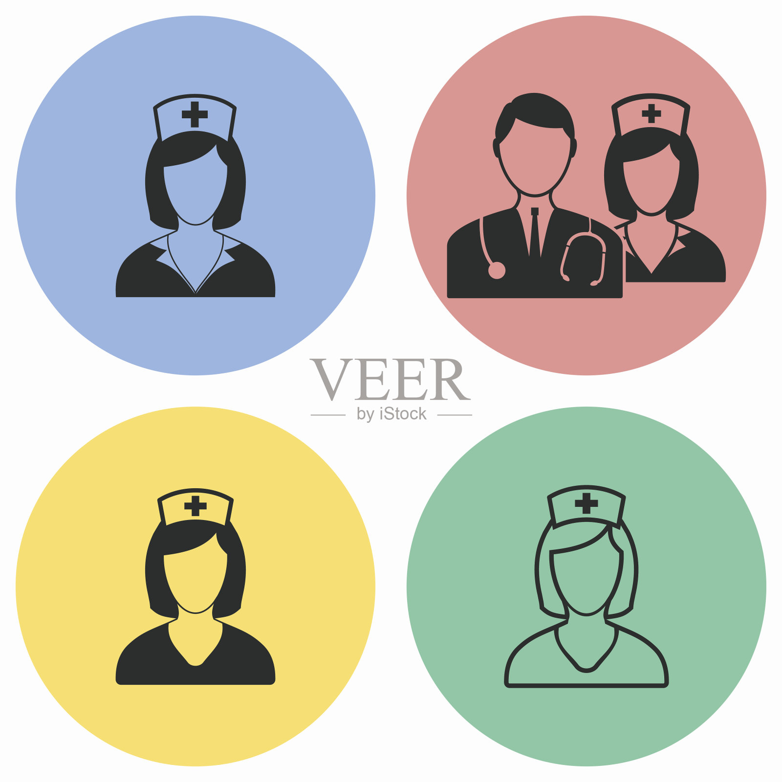 护士的图标集。插画图片素材